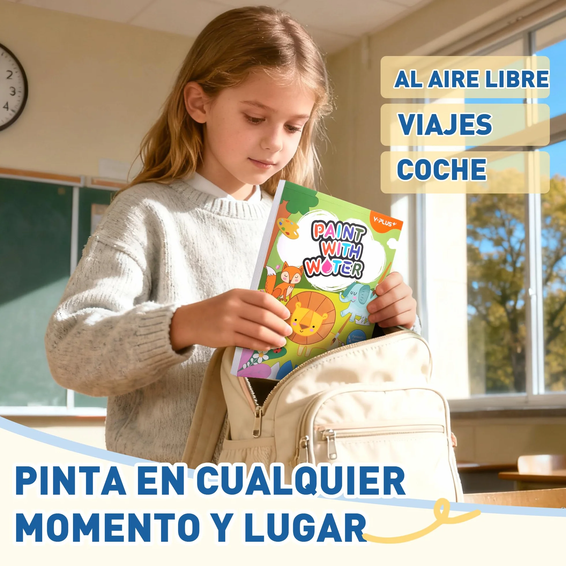 YPLUS Peinture avec Livres d'Eau pour Tout-Petits, Papier Aquarelle Enfants 1-4 Ans, Cadeau Artisanat avec Pinceau - Animaux