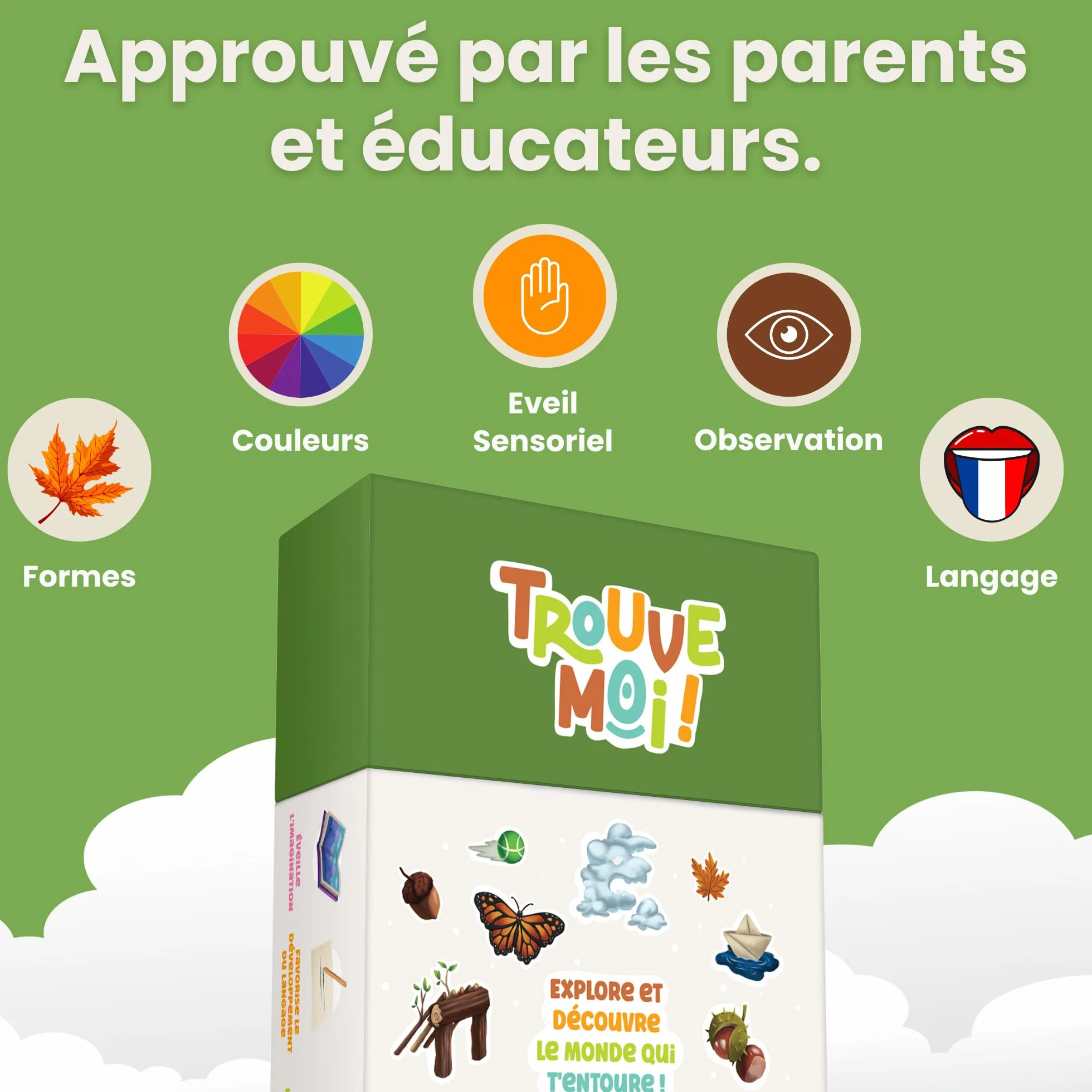Oh Happy Games Trouve-Moi ! Le Jeu de Cartes Éducatif et Ludique Approuvé par Les Parents - Activité Montessori, Jeu de Société pour Enfants - Cherche et Trouve Jeux Extérieur Enfant
