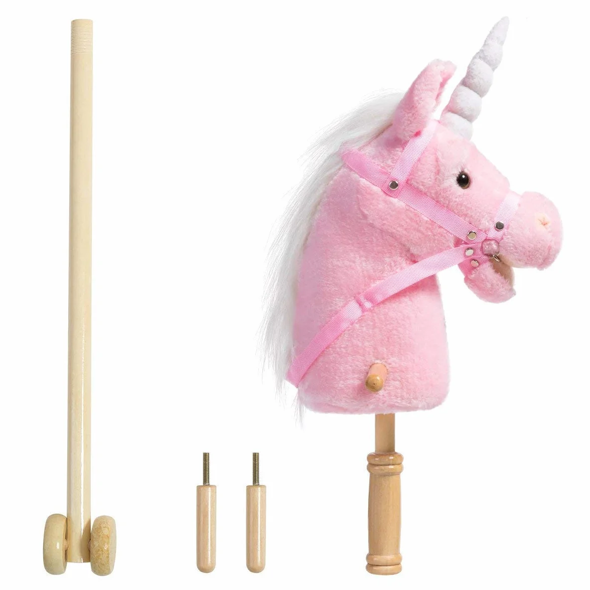 Cheval Hobby Rose avec Peluche Licorne et Poignées pour Enfants 3 Ans+