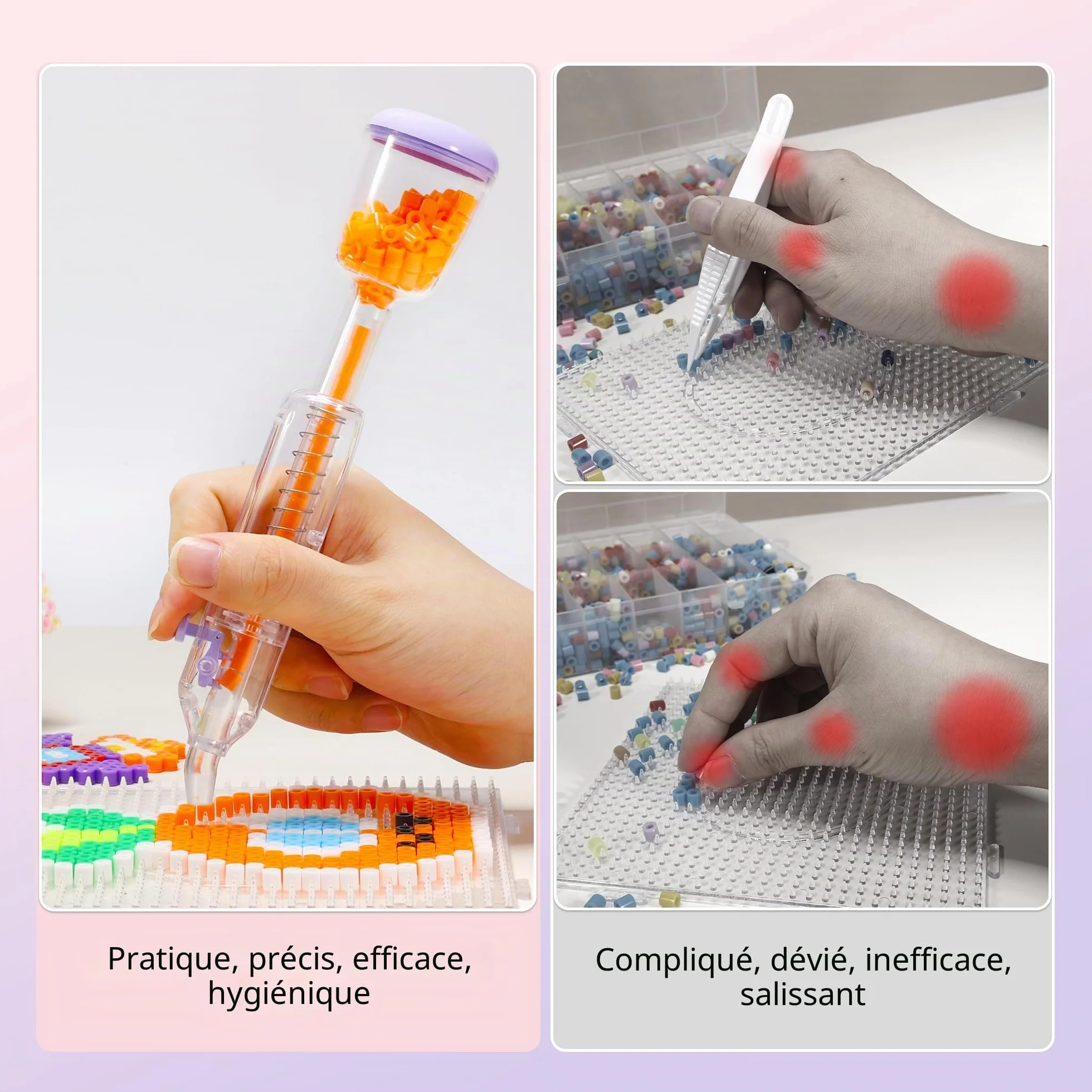Caydo Stylo à perles violettes 5 mm pour décoration et travaux manuels enfants