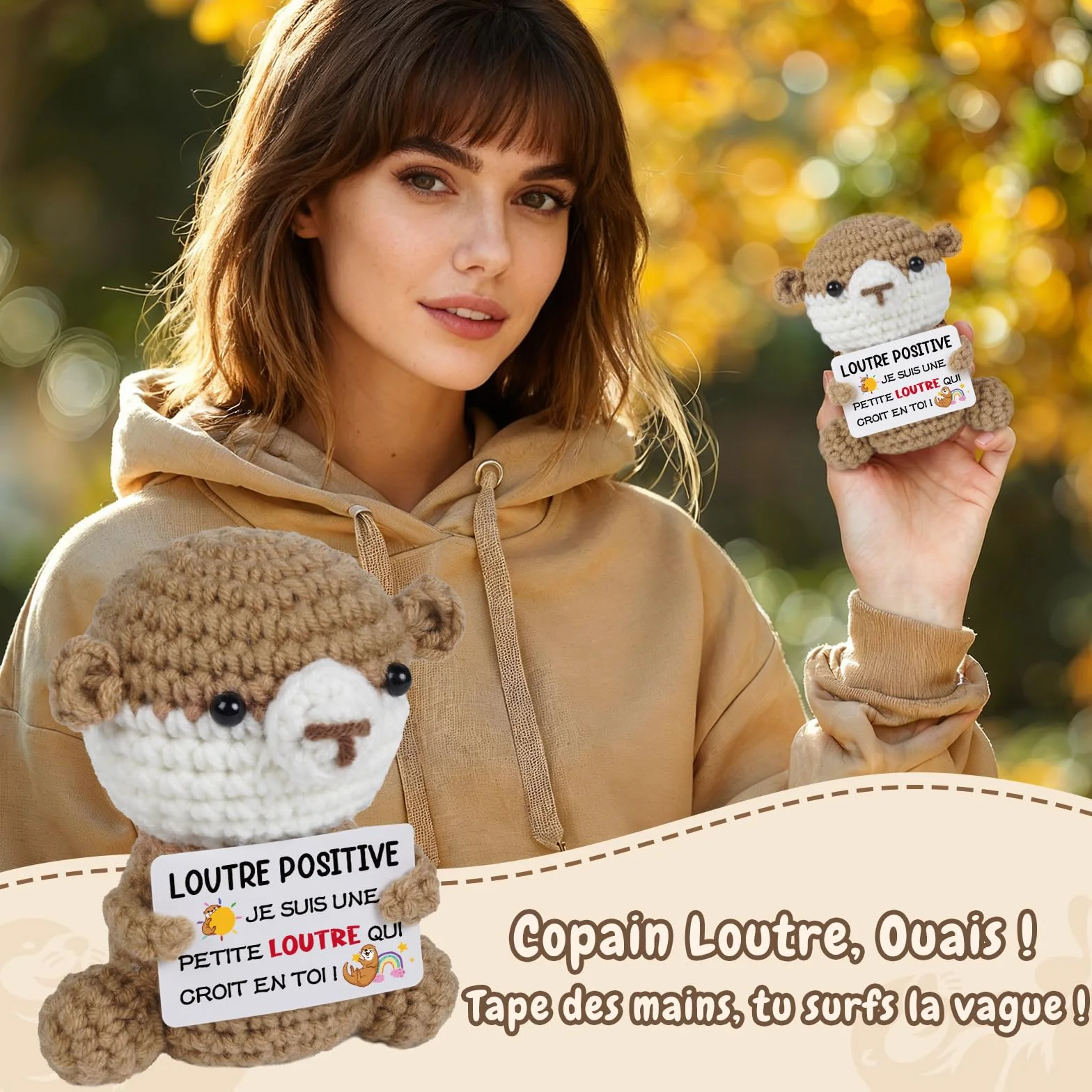 Peluche Loutre Positive avec Carte - Cadeau Original Femme Homme