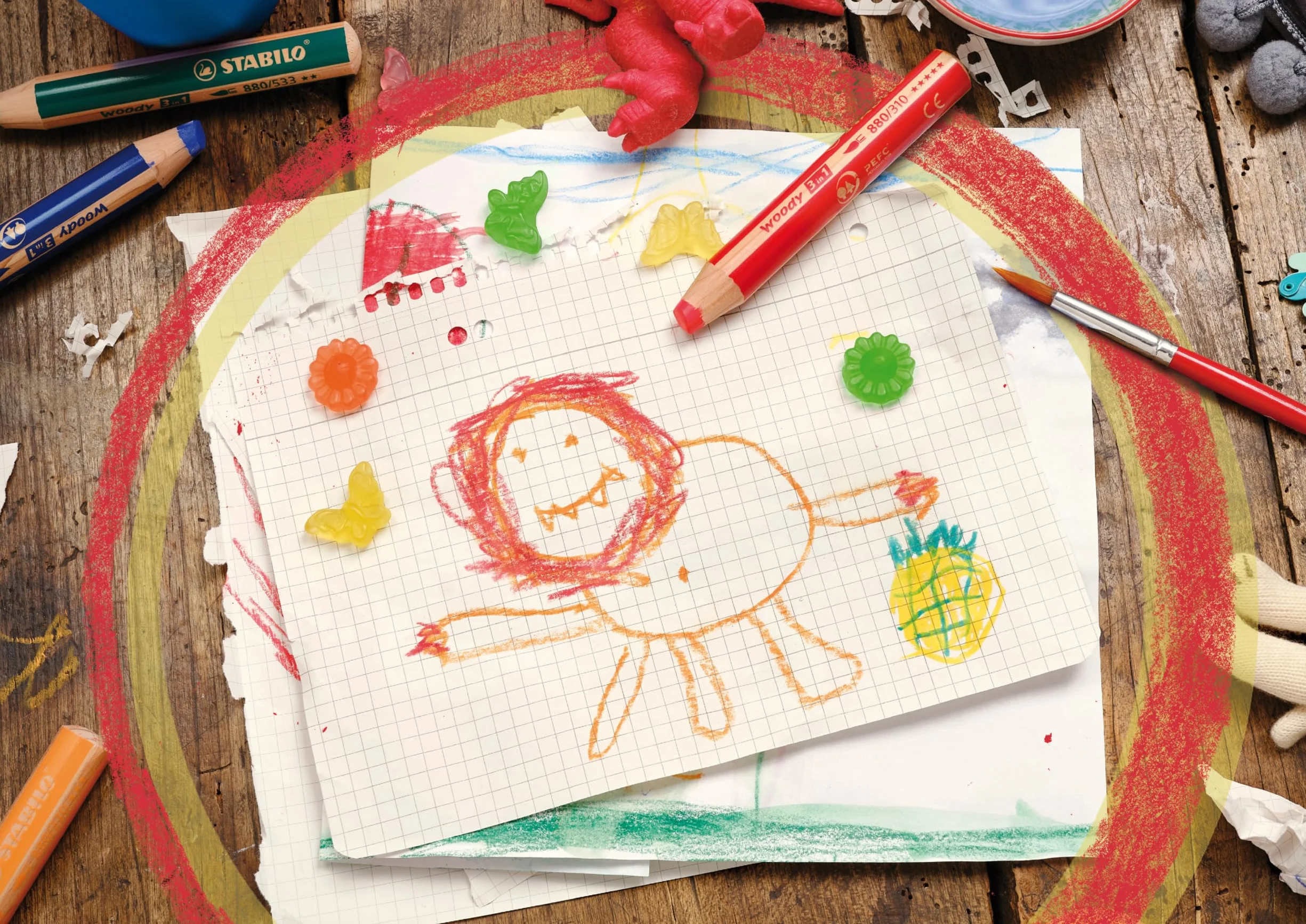 STABILO woody 3in1 Crayon de couleur Lot x5 Outremer