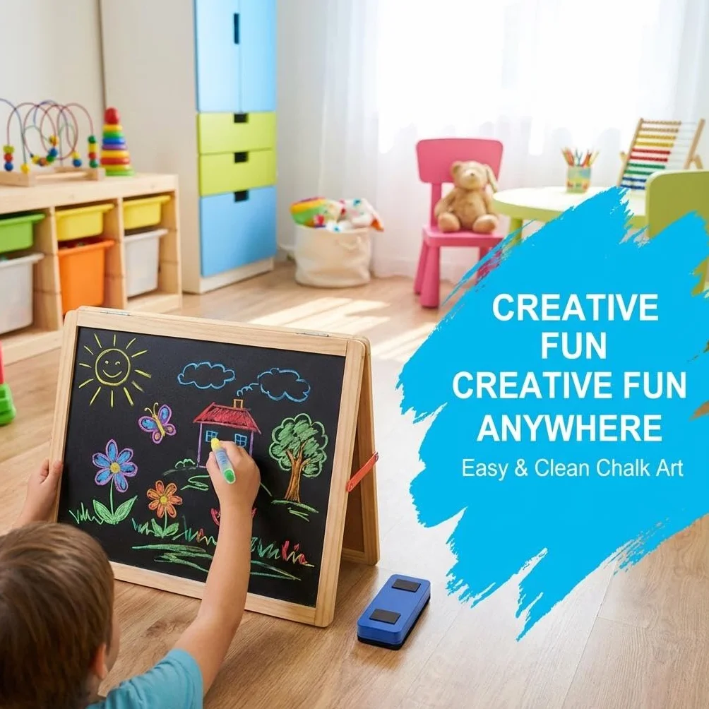 Craies pour Tableau Noir Lavables Sans Poussière Non Toxiques Effaçables pour Enfants 12 Pièces