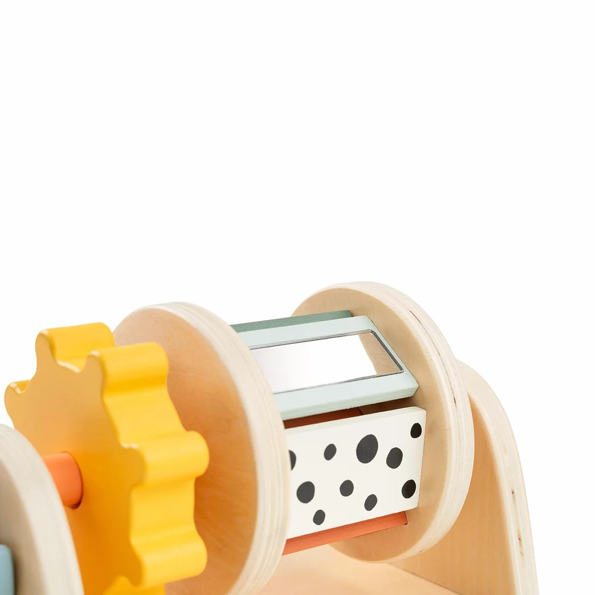 Done by Deer Rouleau Multi-sensoriel d’activité Birdee – Jouet bébé 3m+ en Bois Durable, Textures, Miroir, Perles & Roues rotatives – Motricité & éveil visuel – Multicolore