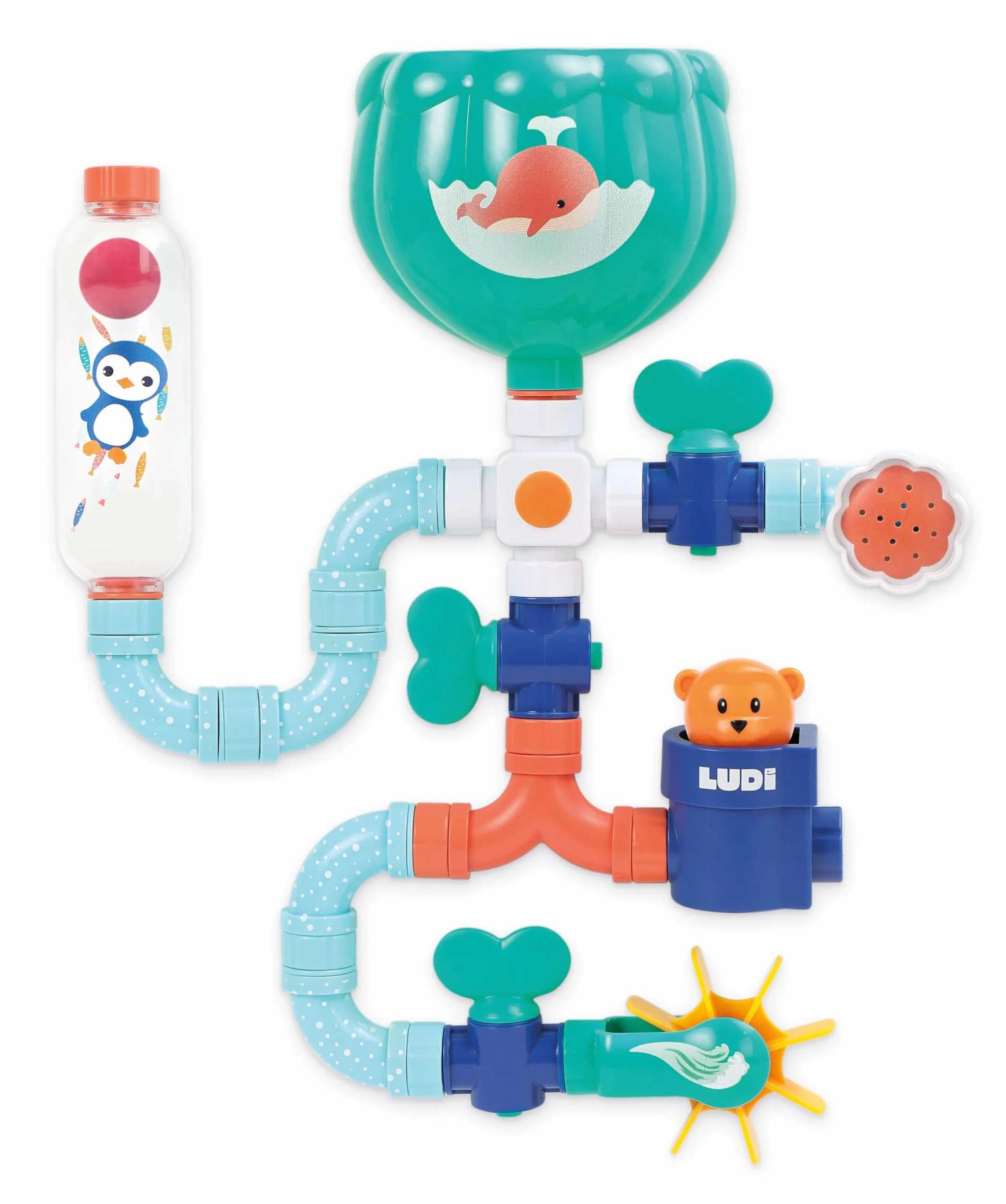 Ludi Jeu De Construction Aquatique Tuyaux d'eau XXL Grand Circuit 16 Pièces Interchangeables Dès 18 Mois