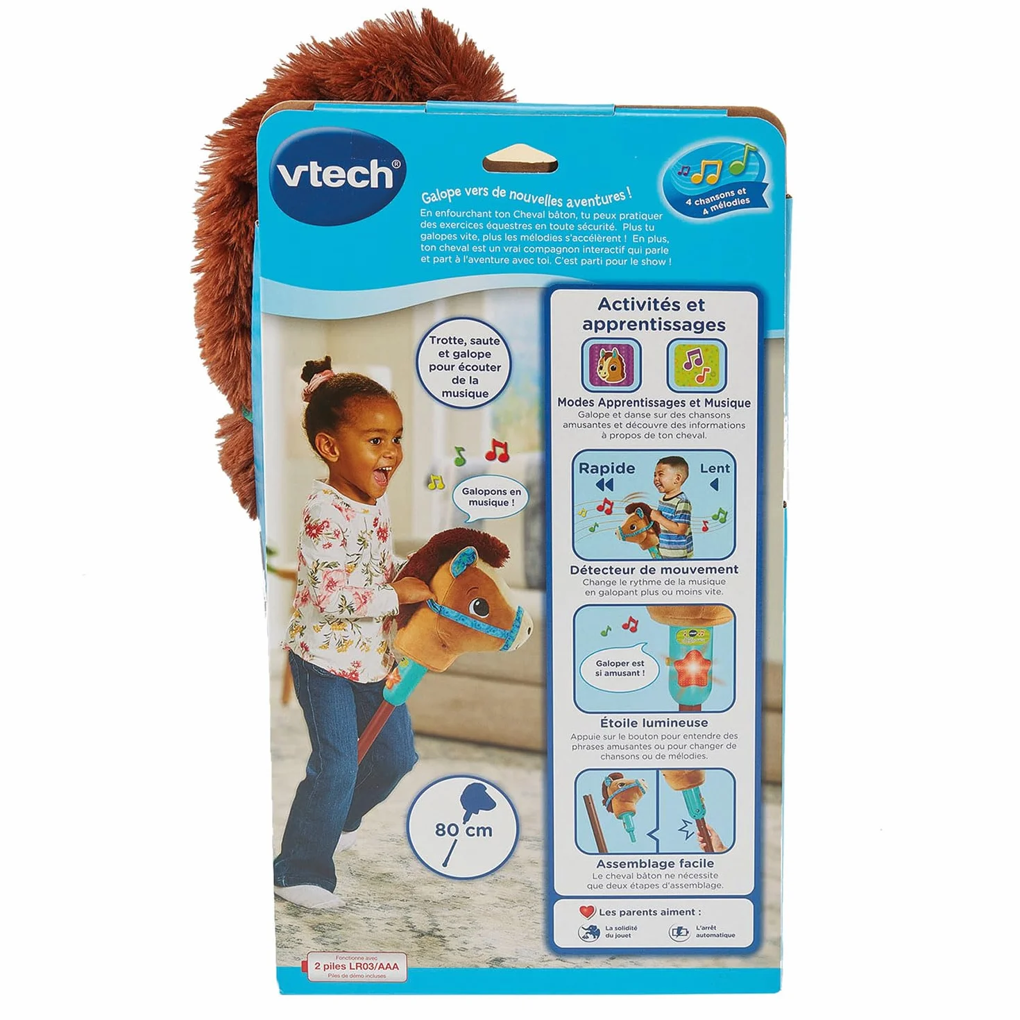 VTech Mistral Cheval Bâton Musical 80 cm - Hobby Horse Poney Jouet Interactif Enfant - Jeu Éducatif Motricité
