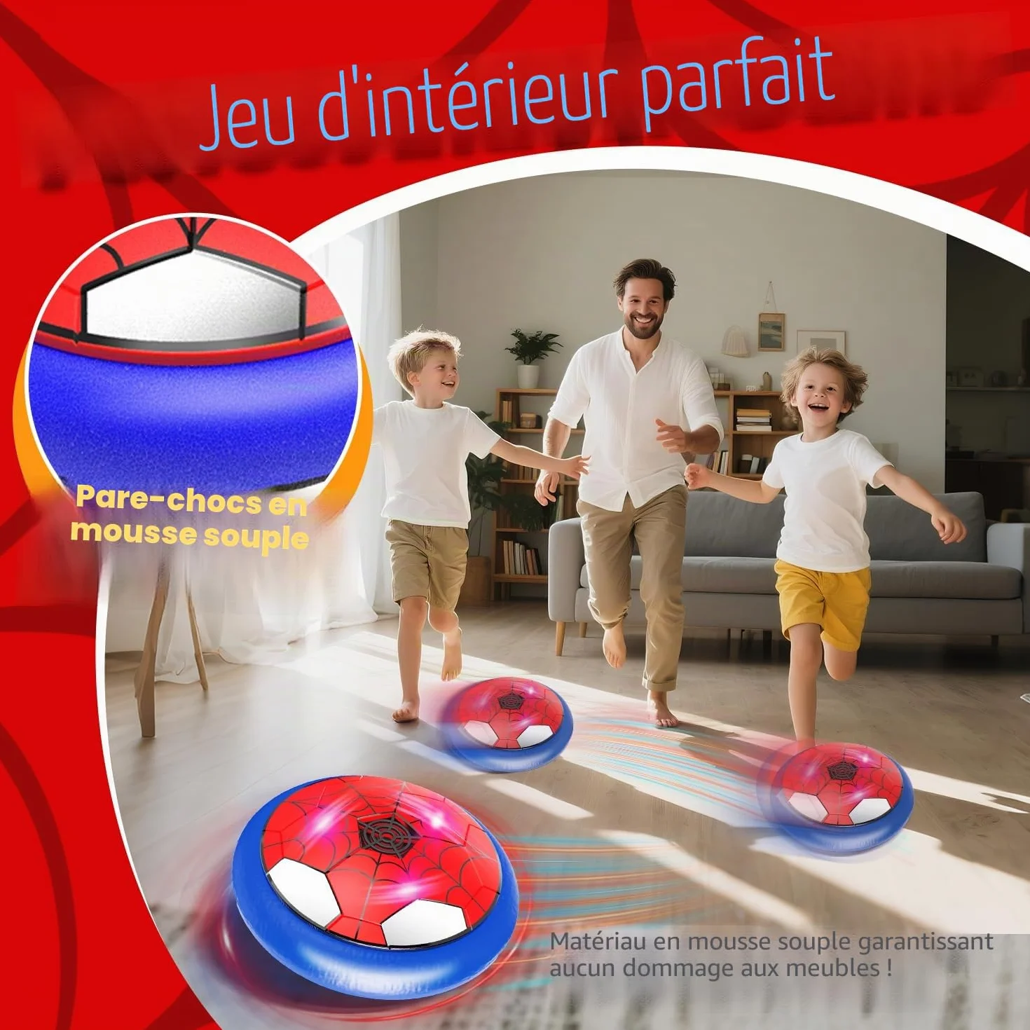 POPERFUN Hover Soccer Ball LED Air Power Football Jouets Enfants 3-12 Ans Intérieur Extérieur Cadeaux