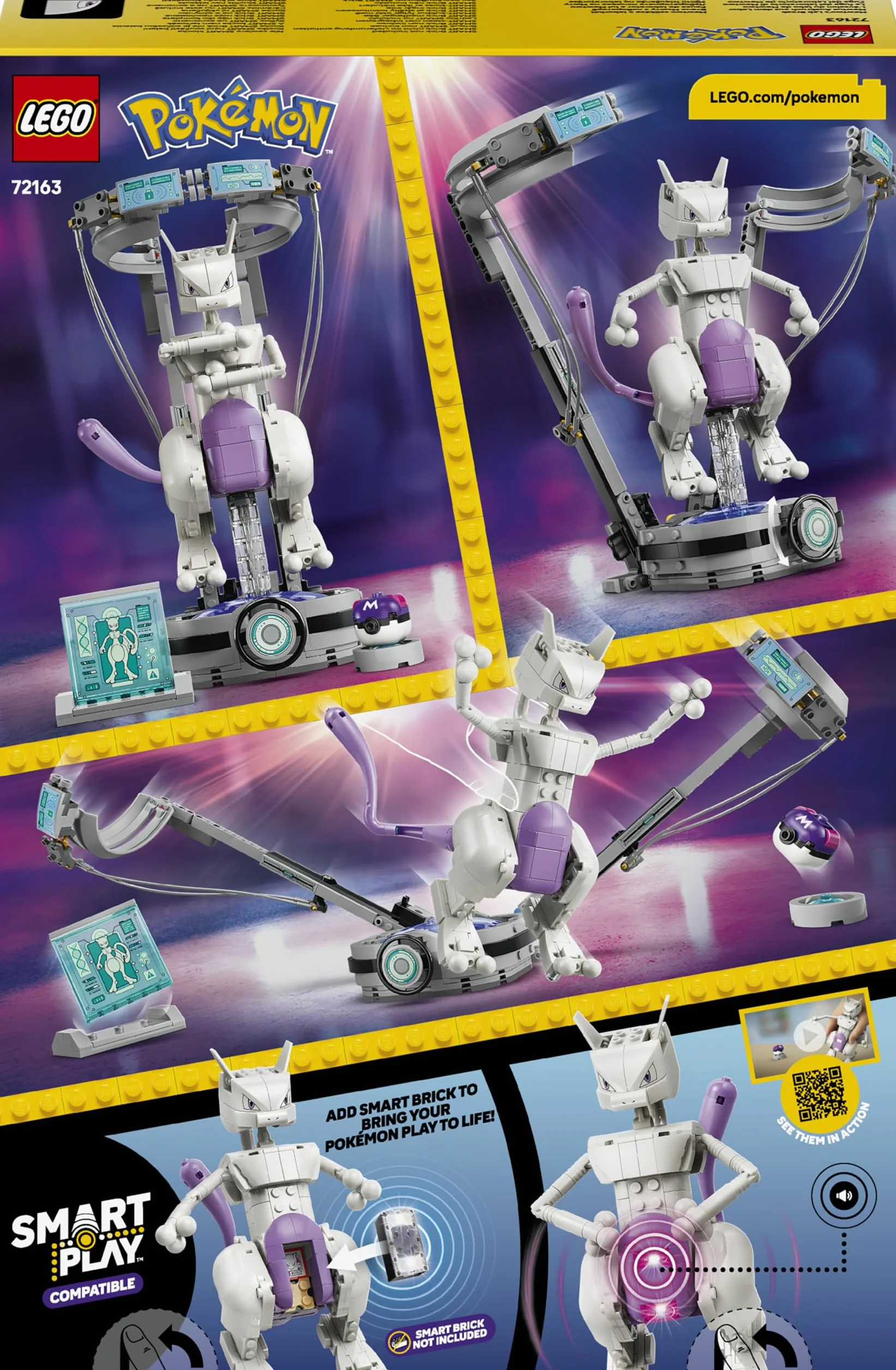 LEGO Pokémon Smart Play L’Évasion du Labo de Mewtwo 72163 Jouet Interactif Set Compatible 1 Smart Tag 1 Pokémon