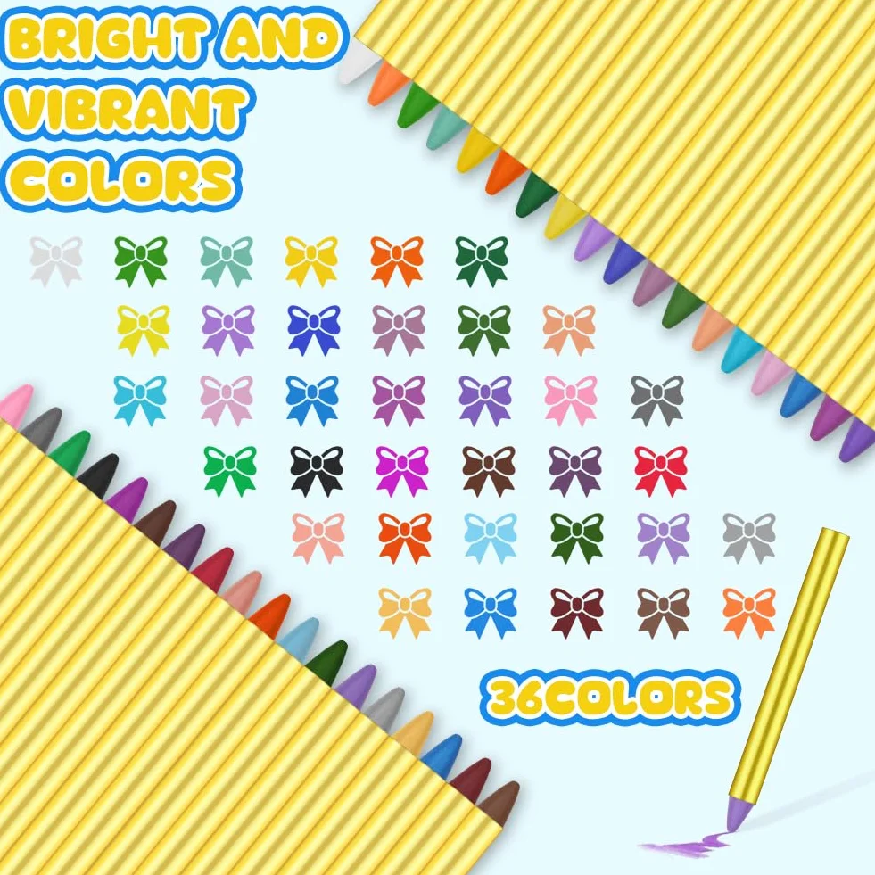 Beugo 36 Couleurs Crayon Maquillage Enfant Visage Peinture avec 30 Pochoirs Non-Toxique Lavable