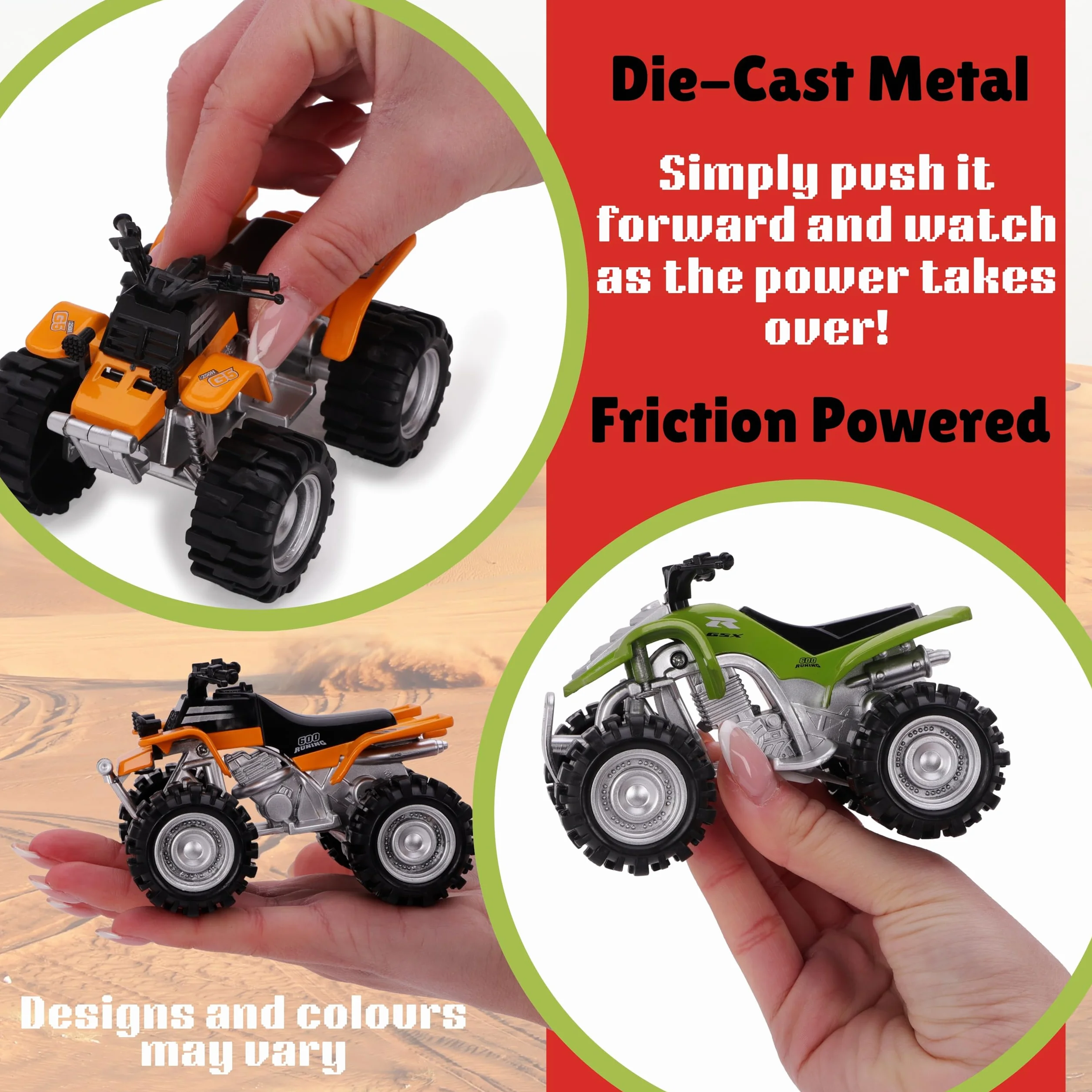 Toyland 11cm Die Cast Friction Powered Quad Bike