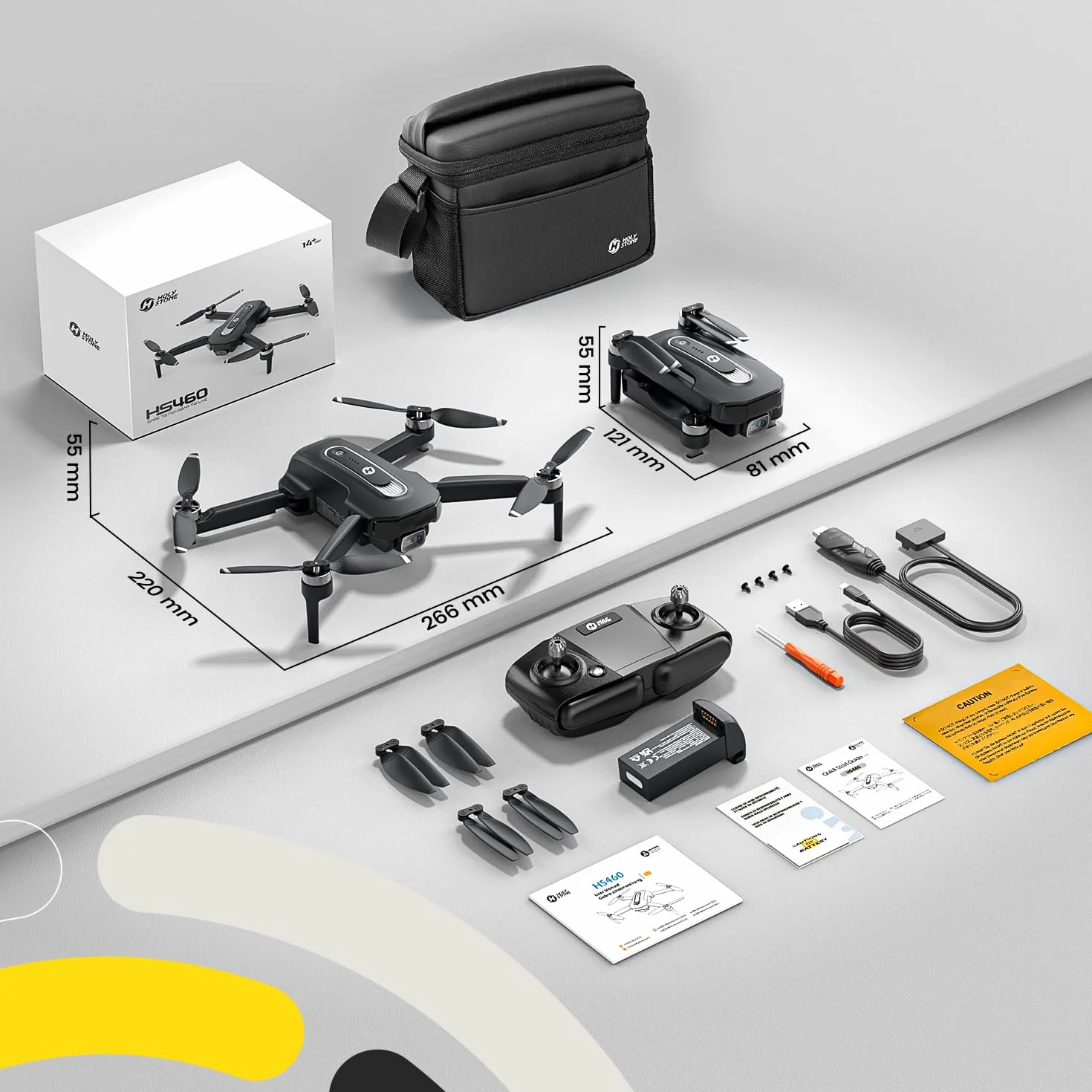 Holy Stone Drone GPS avec caméra 4K pour débutants, HS460 drone pliable avec 26 min d’autonomie, moteur sans balais, Follow Me, retour automatique, transmission FPV 5G, moins de 249 g