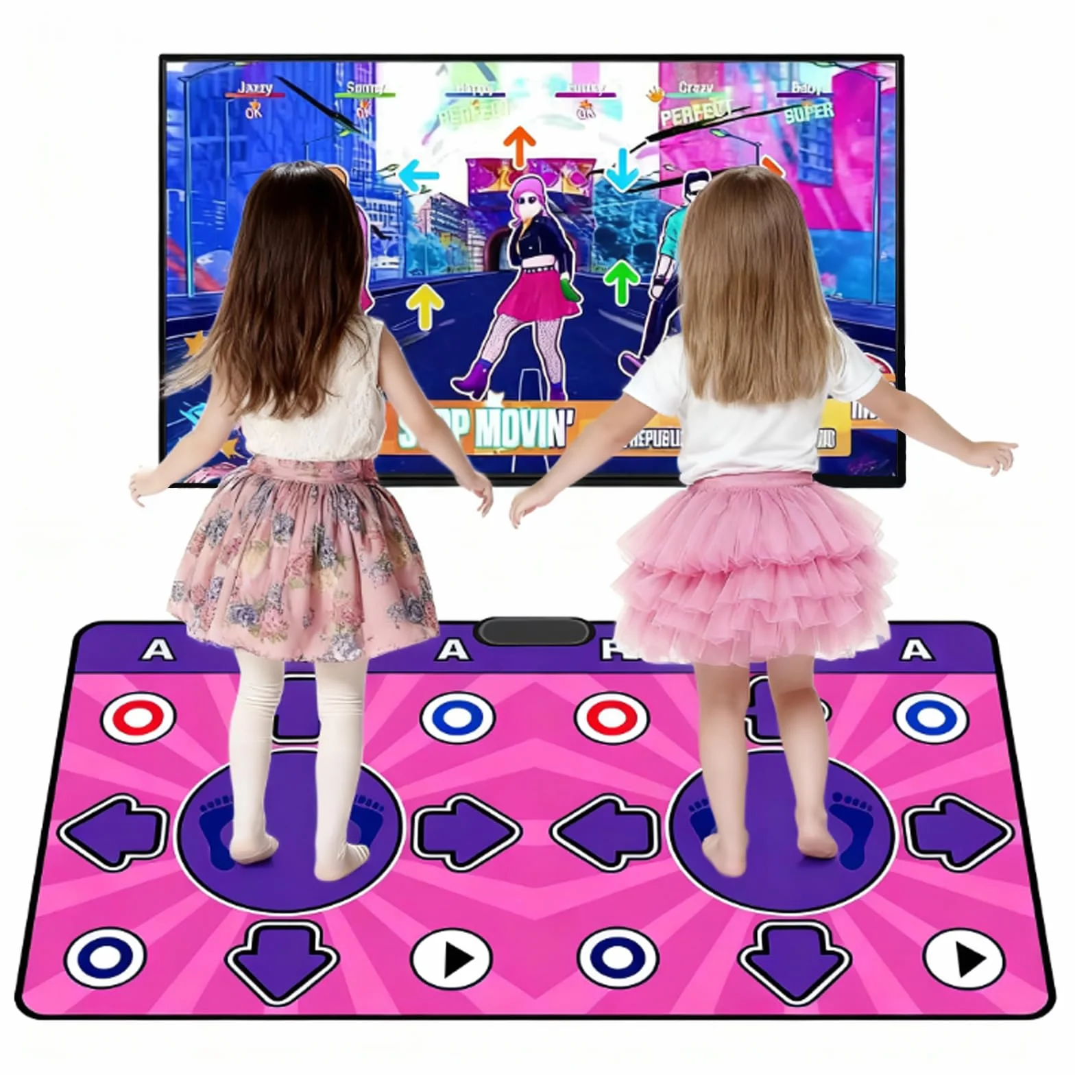 Tapis de Danse Interactif Double pour Enfants avec Connexion HDMI, Antidérapant, Plus de 100 Jeux & Télécommandes sans Fil