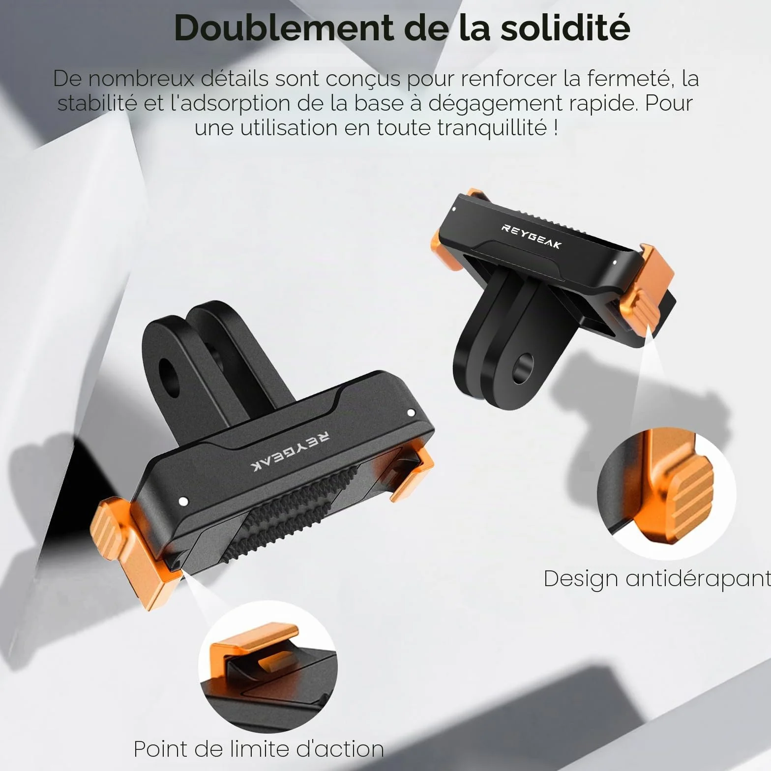 REYGEAK Support magnétique à changement rapide compatible Osmo Action 5 Pro/4/3