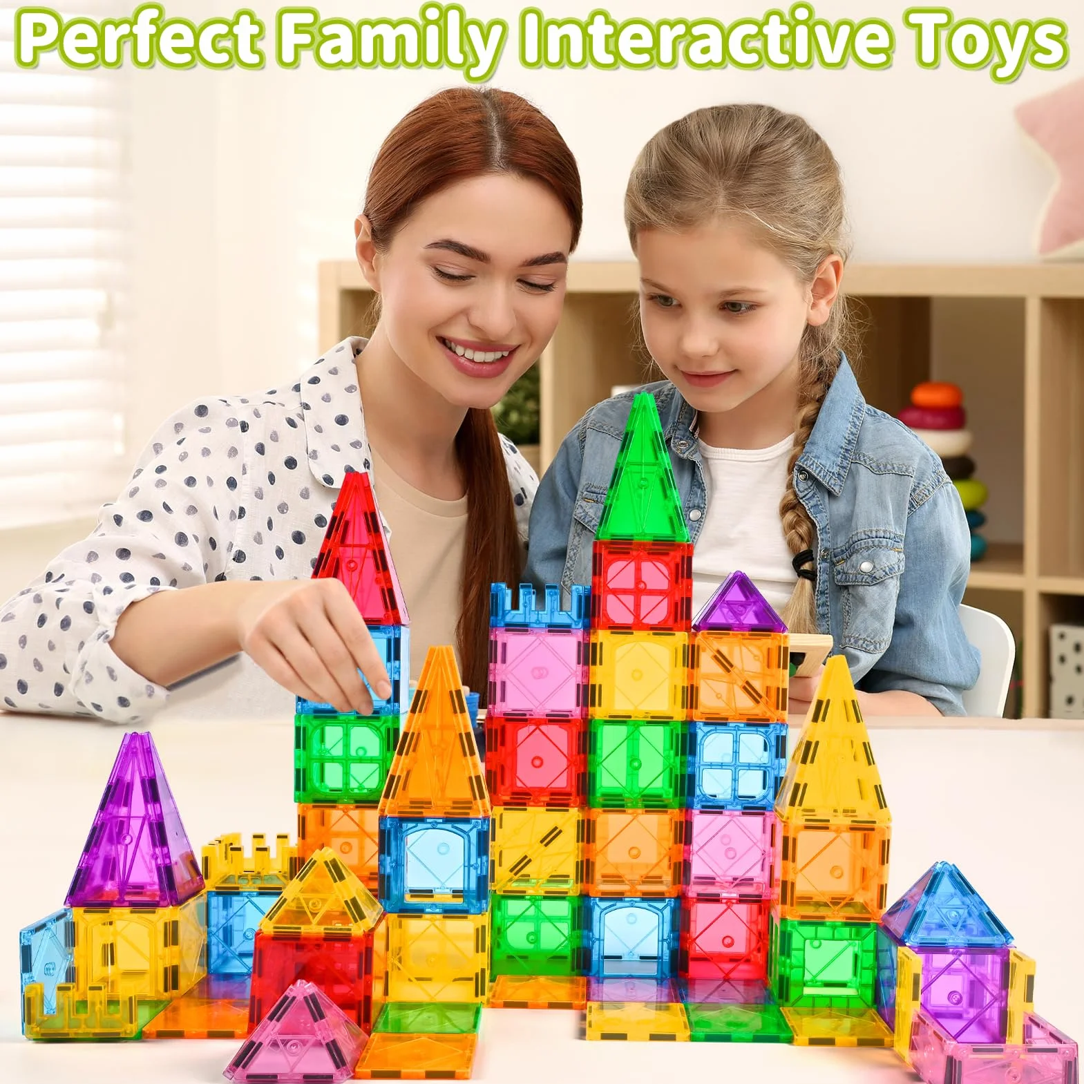 Katiago Blocs Construction Magnétiques Enfants 64 Pièces 3D Jeux Aimantés Cadeaux Noël 3-6 Ans Filles Garçons