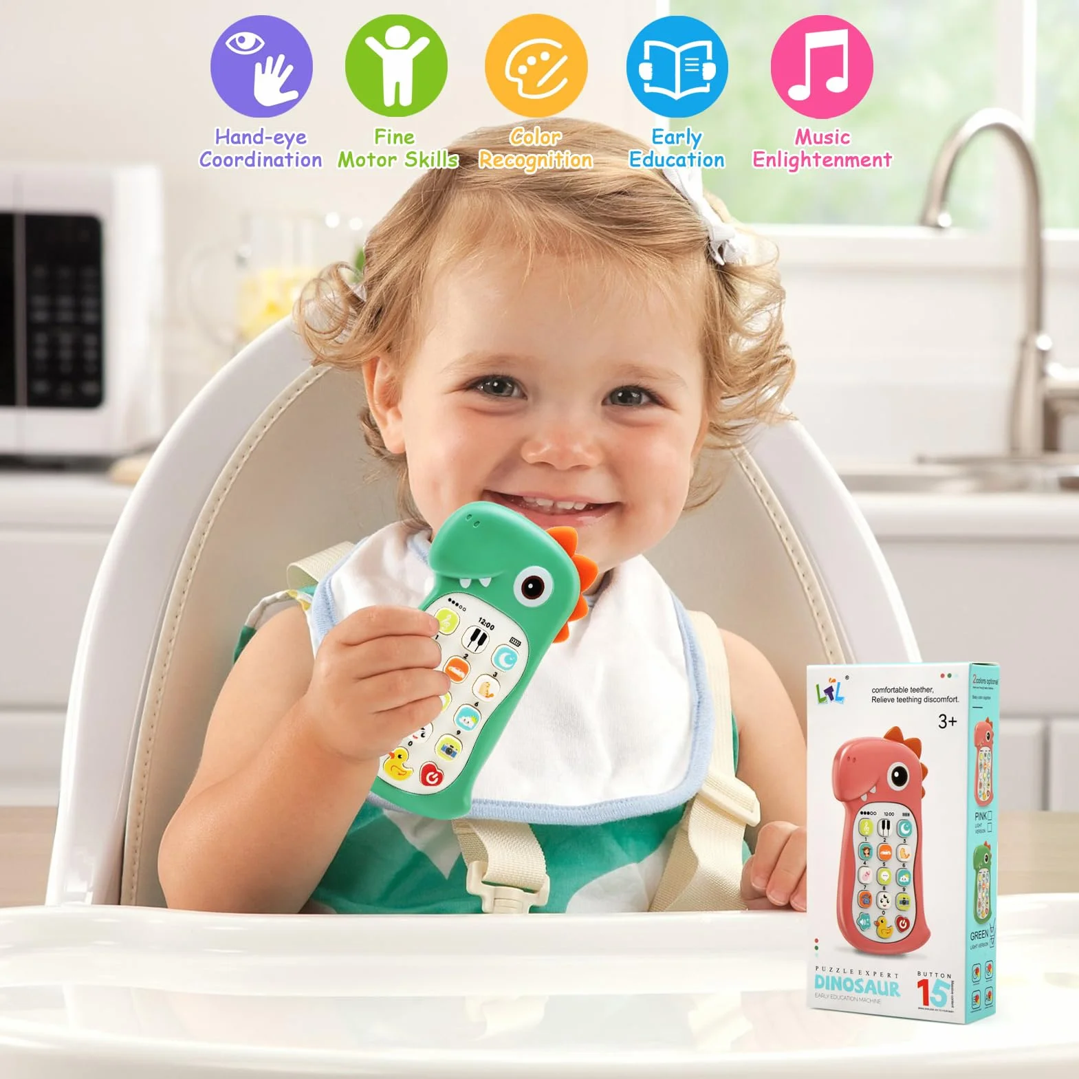 Jouet Musical Bébé 1 an, Smartphone Bébé avec Lumières et Mélodies, Jouet d'Éveil Éducatif pour Enfant