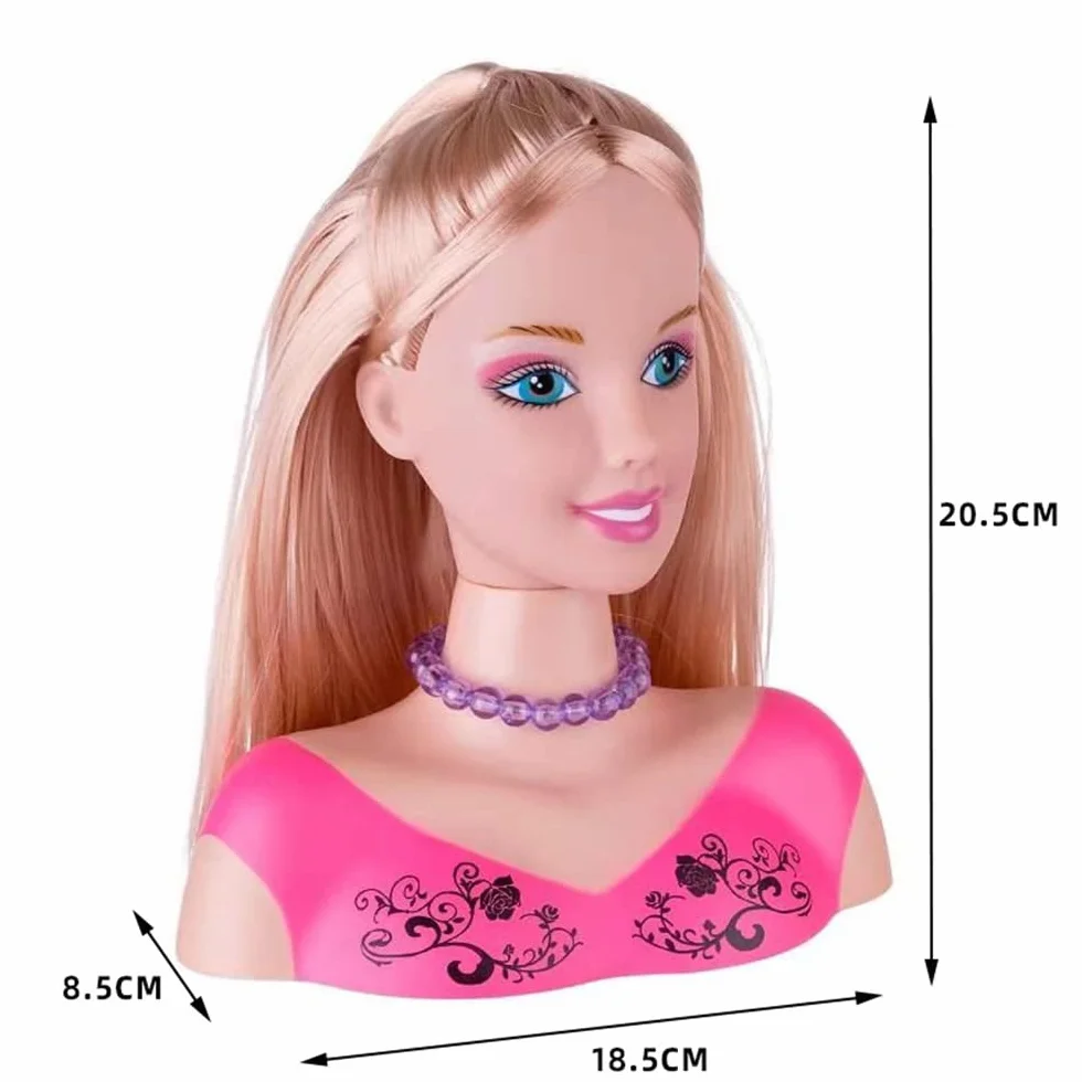 Tête à Coiffer et Maquiller Jeu de Jouets, Poupée Styling Head Hairdressing 35pcs Rose