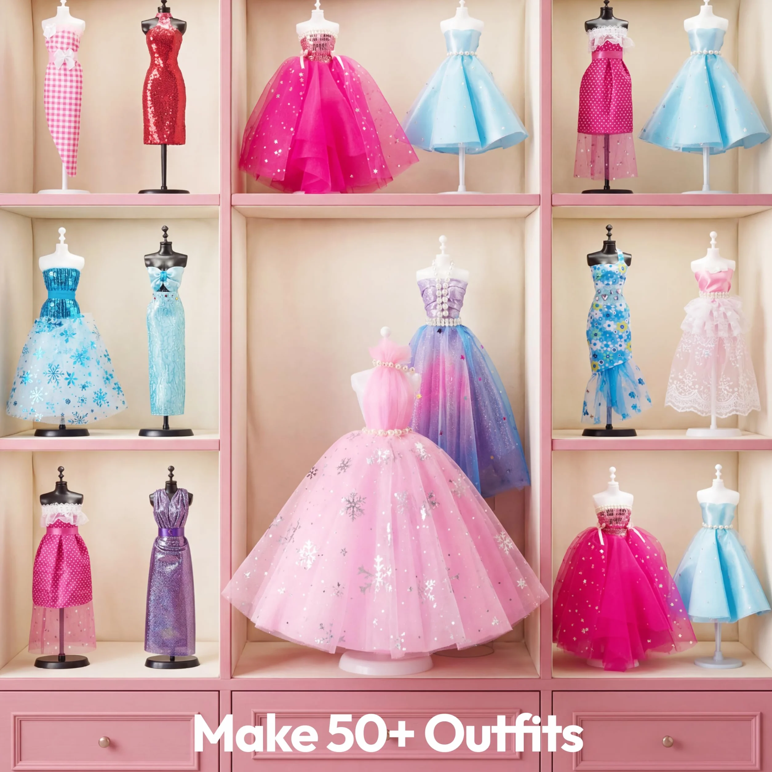 Klever Kits 400+PCS Artisanat de Design de Mode pour Enfants Art et Artisanat Jouet Bricolage Couture avec 3 Mannequins
