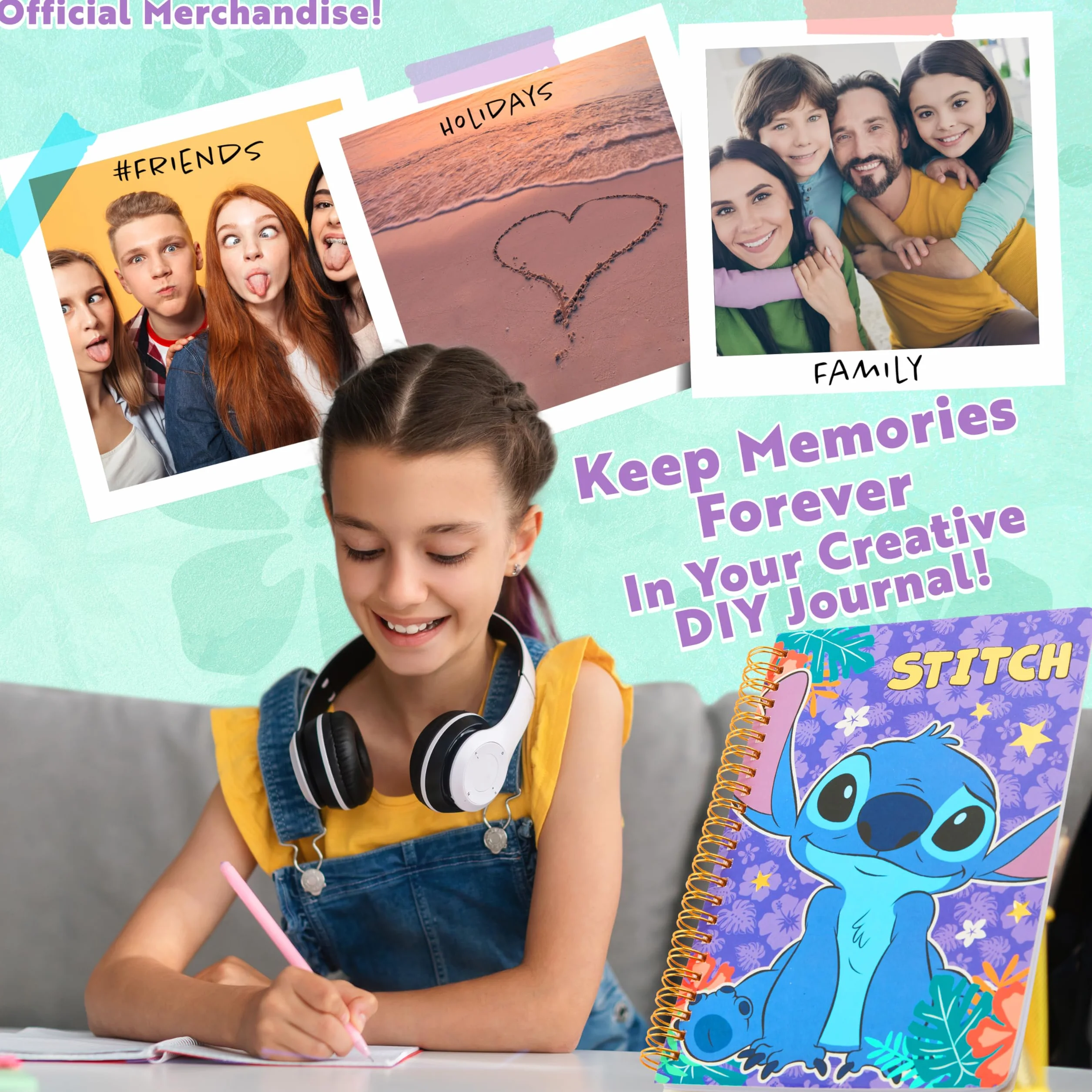 Disney Stitch Journaling Kit DIY Enfant Ado Carnet de Notes A5 Autocollants Loisirs Créatifs