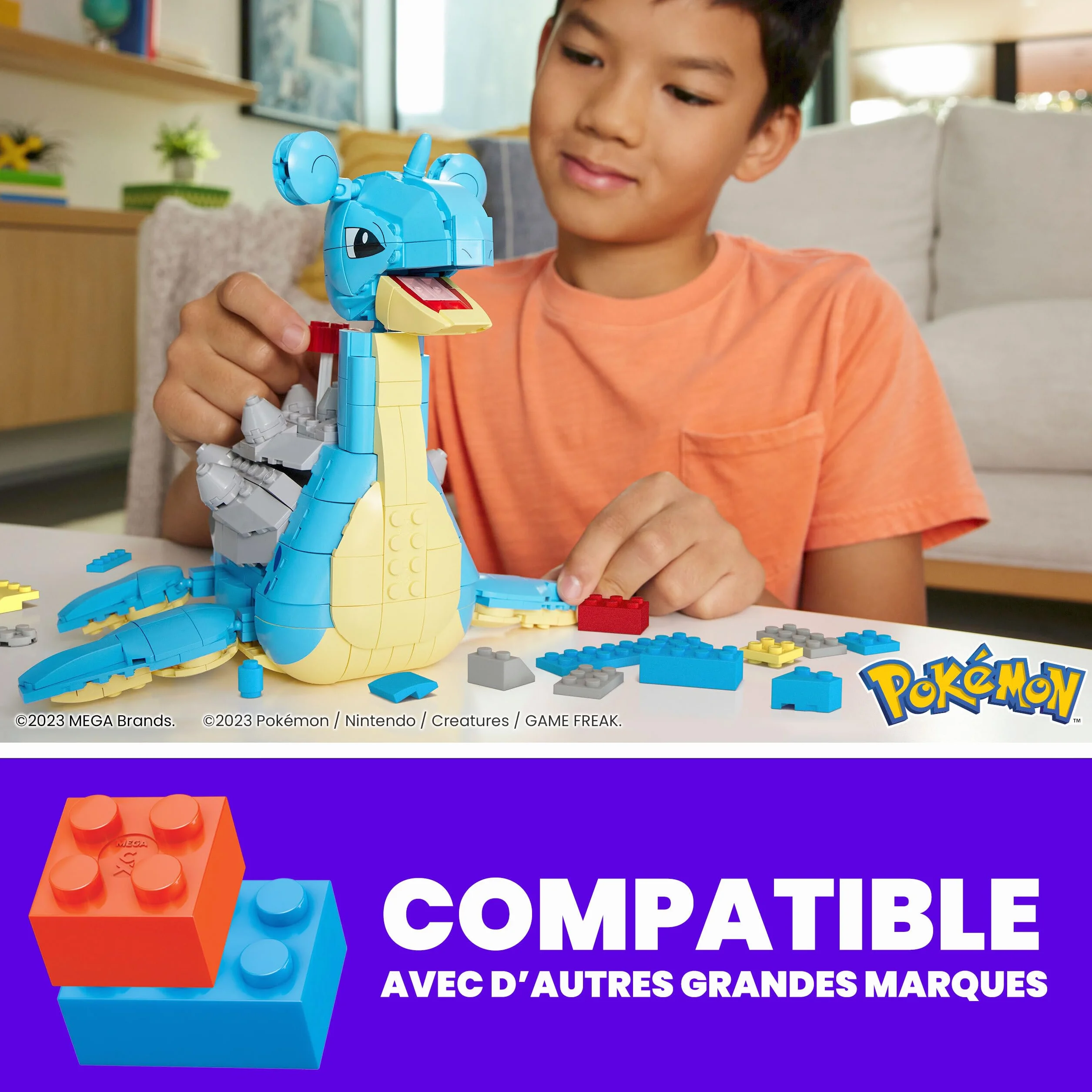 MEGA Pokémon Figurine Action Lokhlass 16 cm Jeu De Briques De Construction 527 Pièces HKT26