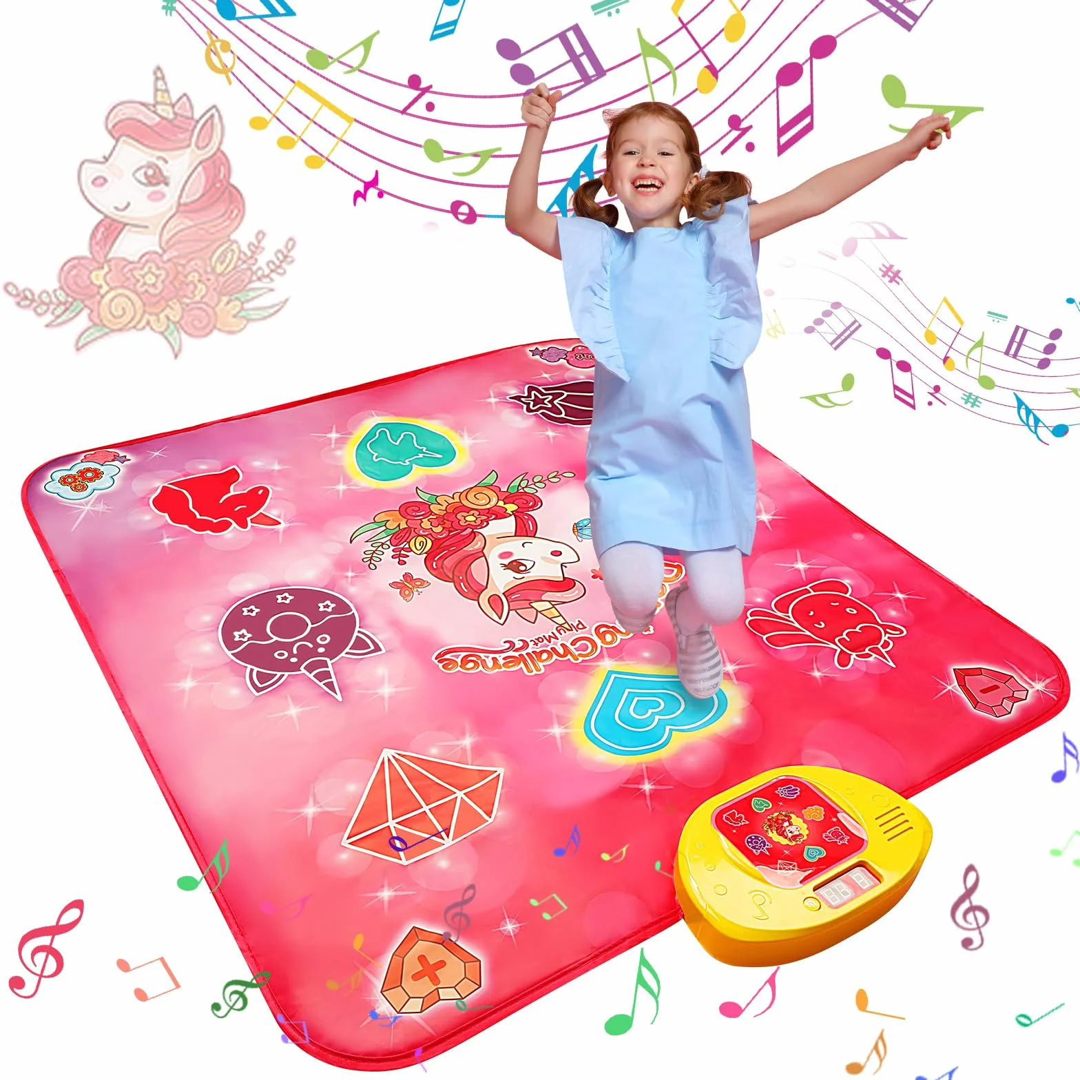 VATOS Tapis de Danse Musicale pour Enfants 3-9 Ans avec Lumières LED et Volume Réglable