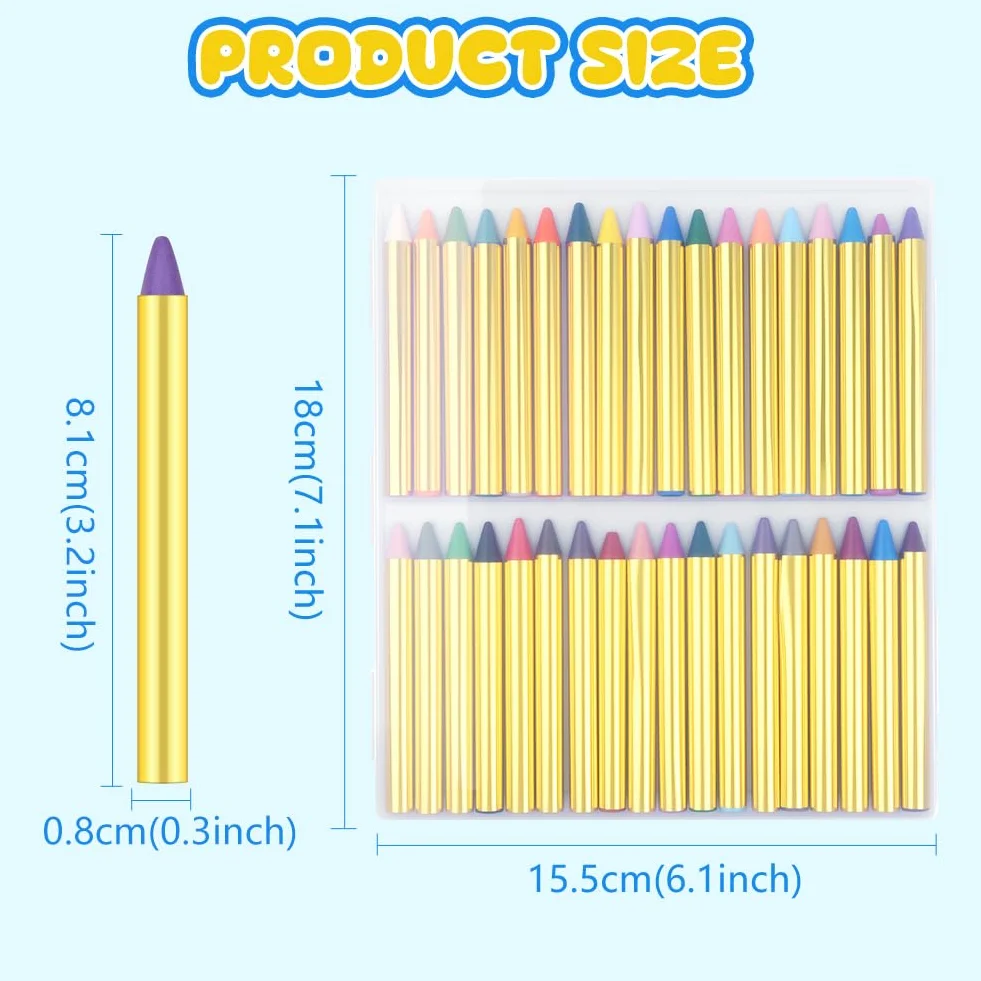 Beugo 36 Couleurs Crayon Maquillage Enfant Visage Peinture avec 30 Pochoirs Non-Toxique Lavable