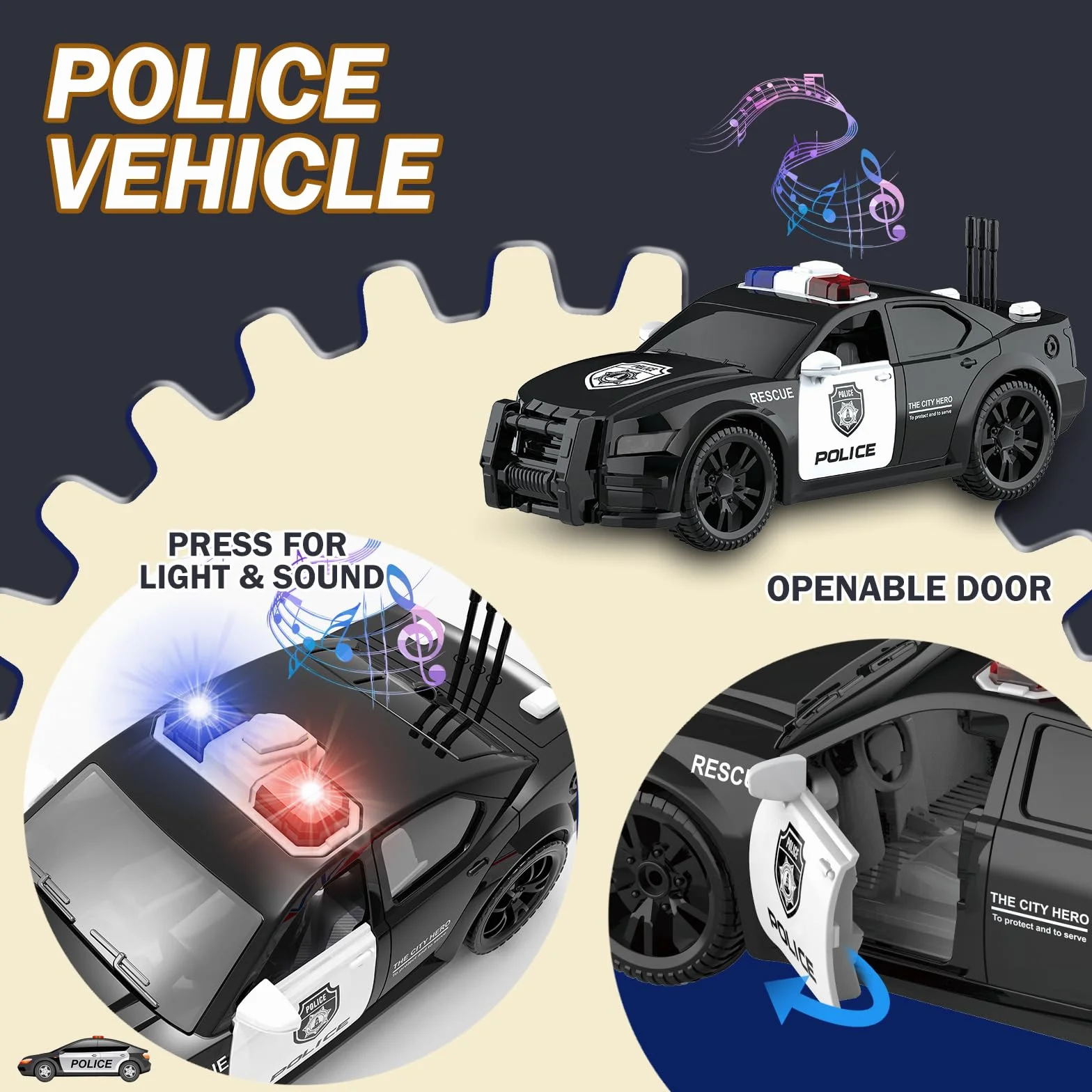 Jouets de véhicules d'urgence EPPO 4 Paquets pour Enfants, hélicoptère, Voiture de Police, Camion de Pompier, Cadeau 3-12 Ans