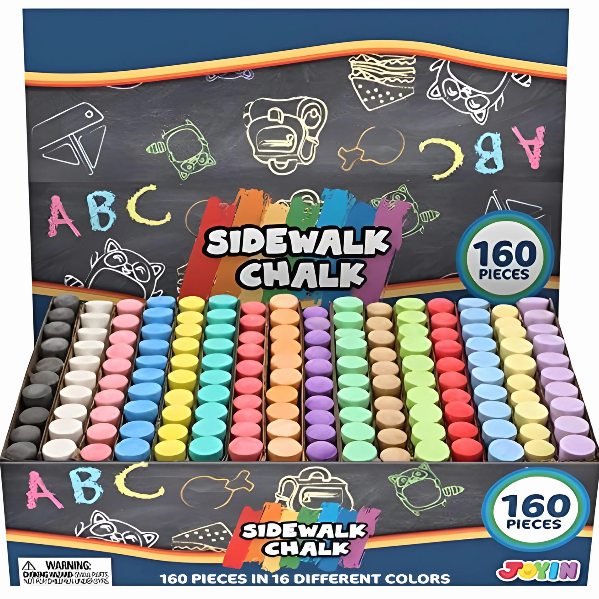 JOYIN Lot de 160 craies de trottoir lavables non toxiques pour jeux d'art en plein air