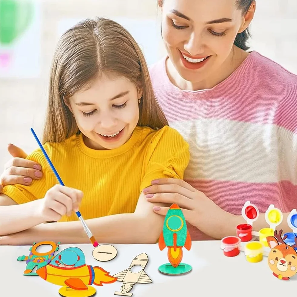 Fusée Enfant Carillon à Vent Extérieur, Kits Bricolage Fusée en Bois Anniversaire, Décoratifs Artisanat pour Filles Garçon Halloween