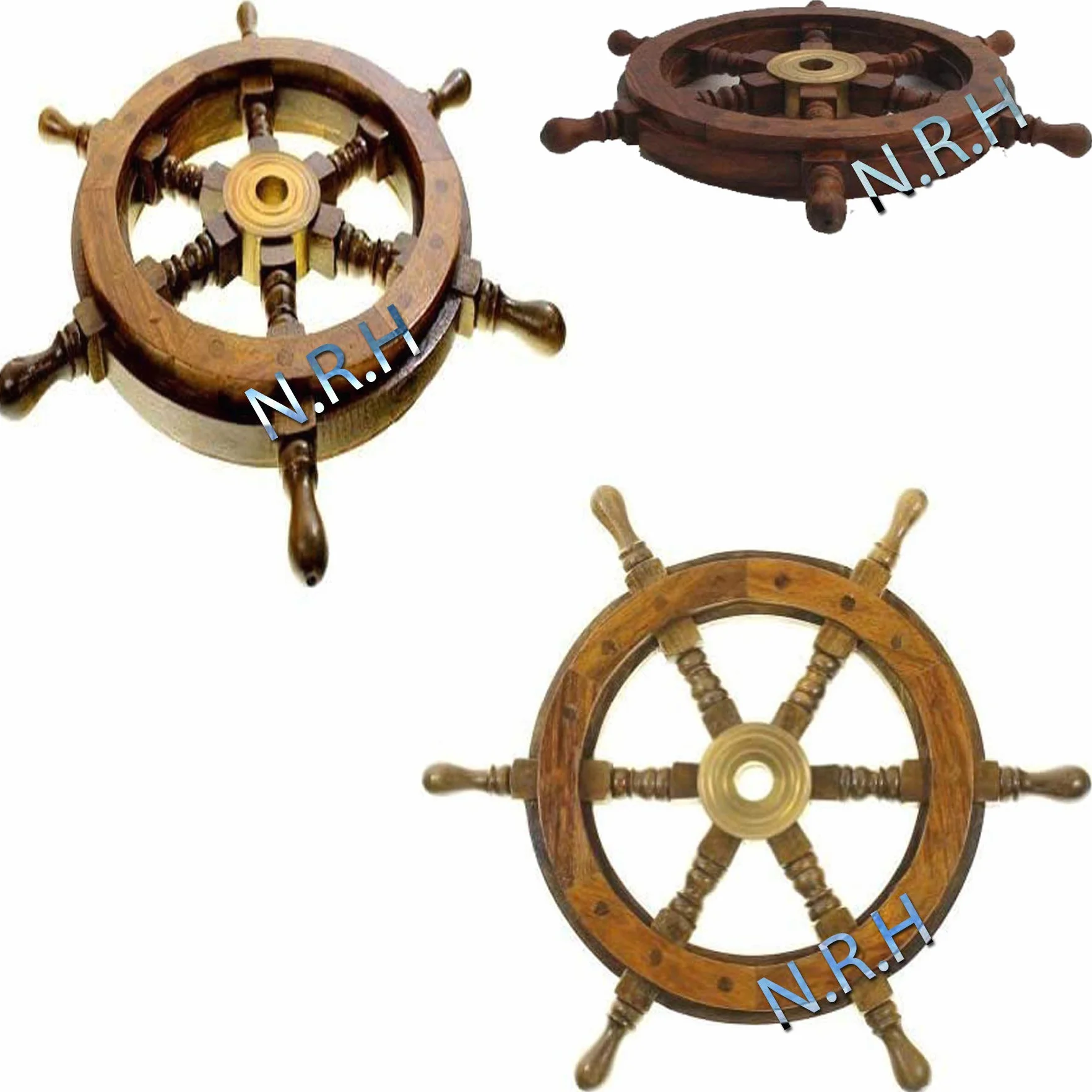 Gouvernail de bateau pirate en bois fait à la main 61 cm