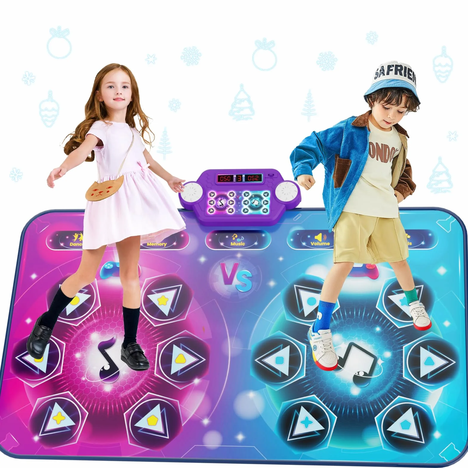 Tapis de Danse Rechargeable Double Joueur Taille Extra-Large 150x96 cm avec Musique Mode Défi Piano Lumières LED Cadeau Enfants 3-12 Ans