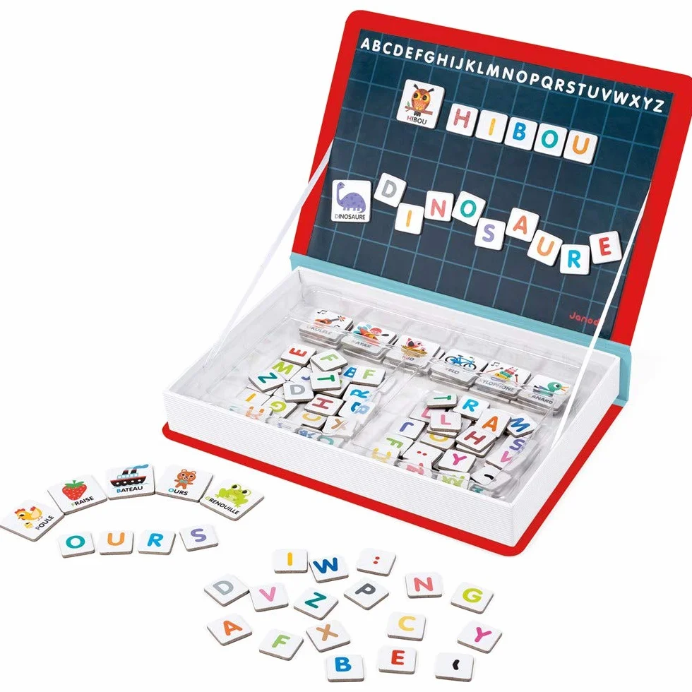 Janod Magneti'Book Alphabet Jeu Éducatif Magnétique 142 Pièces Version Française Dès 3 Ans