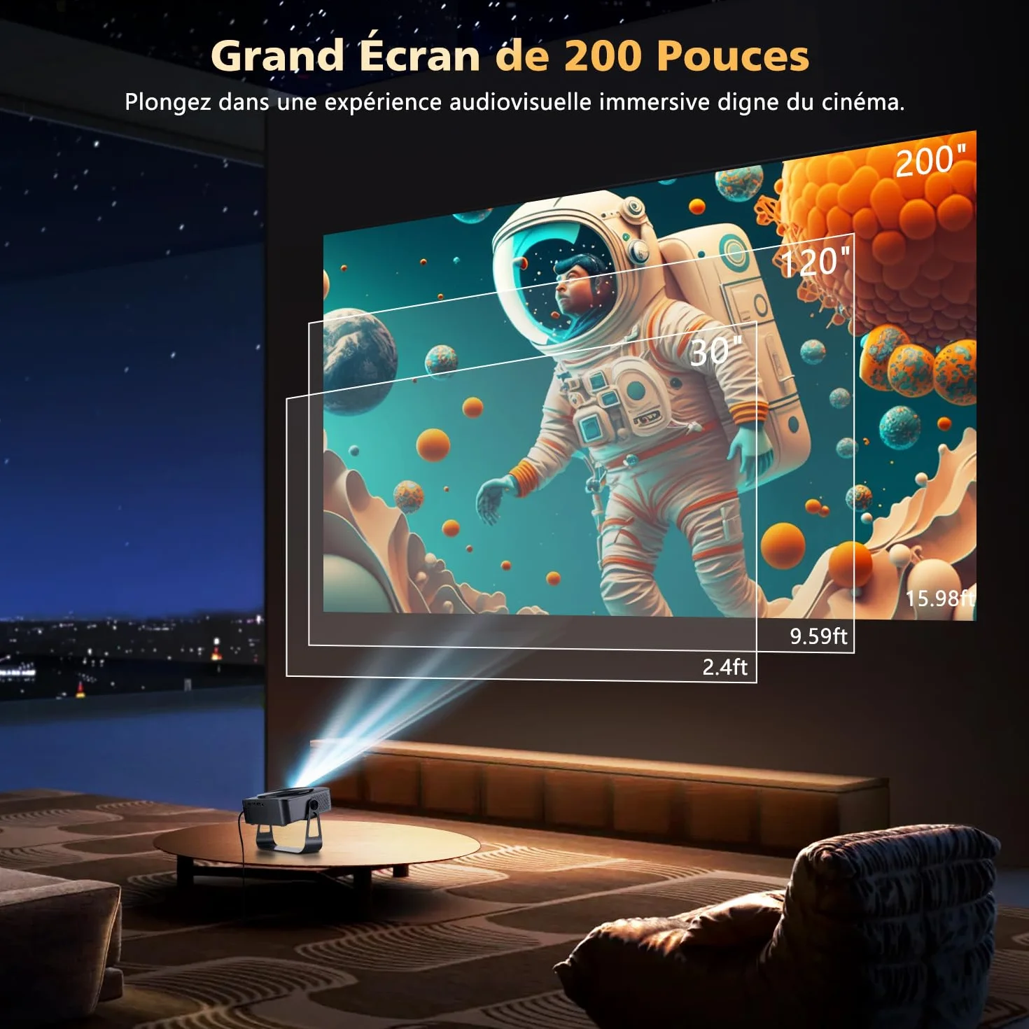 Netflix Certifié Videoprojecteur 4K VGKE 28000 Lumens Natif 1080P Full HD Auto Focus Auto Keystone WiFi 6 Bluetooth 5.4