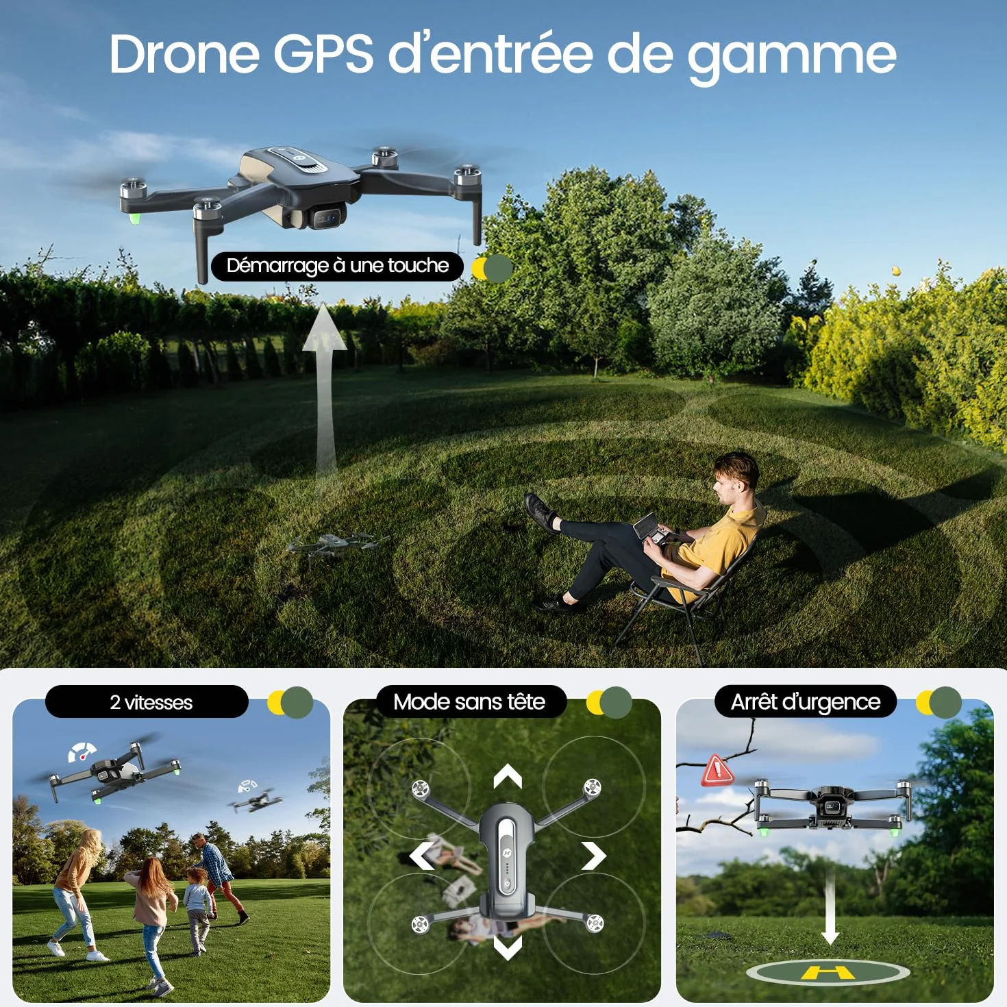 Holy Stone Drone GPS avec caméra 4K pour débutants, HS460 drone pliable avec 26 min d’autonomie, moteur sans balais, Follow Me, retour automatique, transmission FPV 5G, moins de 249 g