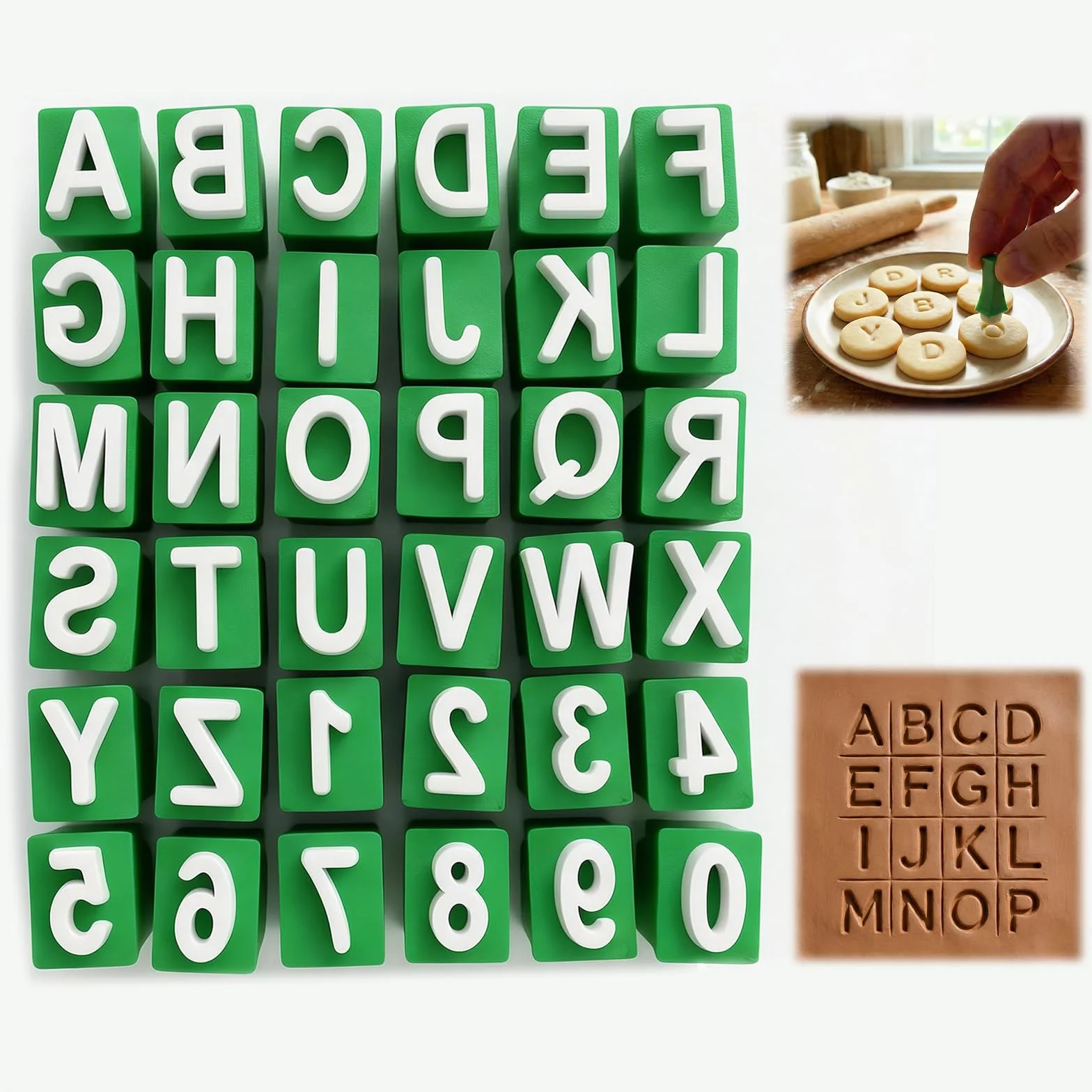 Set de Tampons en Argile Alphabet 36 Pièces, Lettres Majuscules 3D pour Artisanat