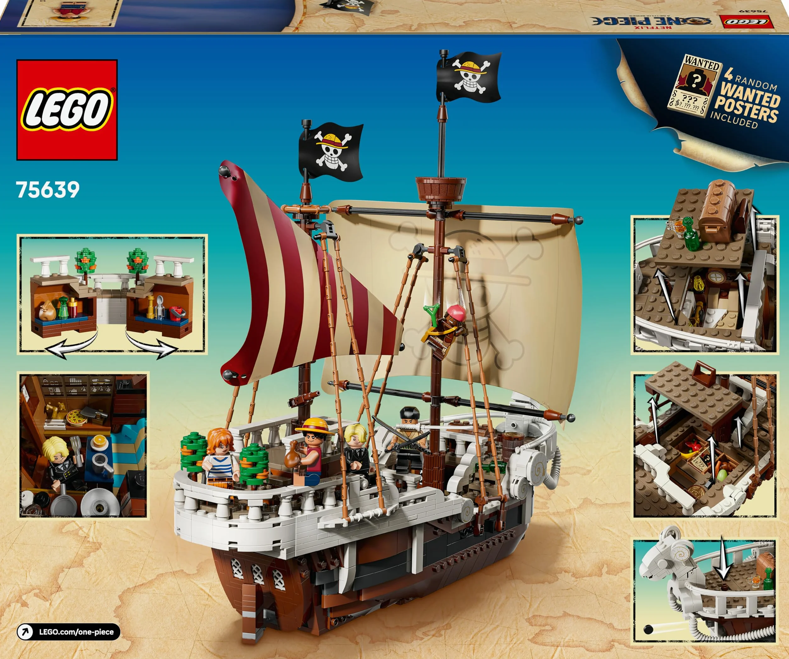 LEGO One Piece Le Bateau Pirate Vogue Merry Jouet Bateau Maquette avec 5 Minifigurines Luffy Zoro Nami Cadeau Anime 10 Ans