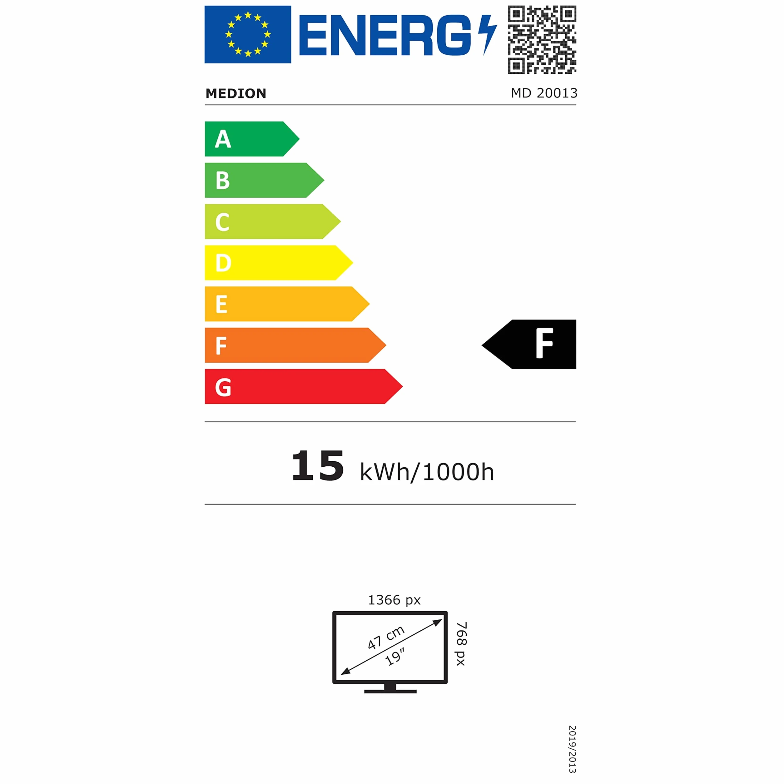 MEDION E11913 Téléviseur 47 cm 19 Pouces Lecteur DVD intégré Tuner Triple HD CI+