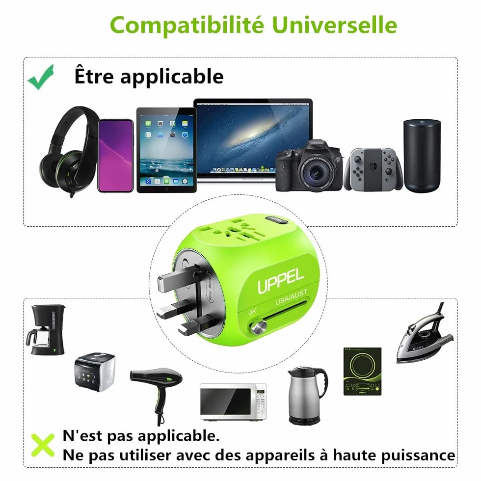 Adaptateur de Voyage Universel QC3.0 Charge Rapide USB 3.0 Type C US/EU/UK/AU