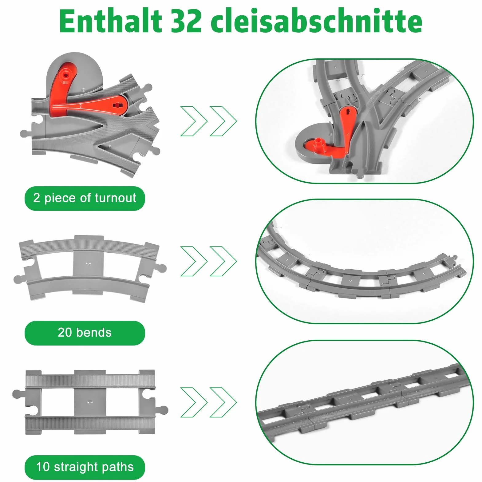 Building Blocks Train Track Set 32 pcs Rails de Chemin de Fer