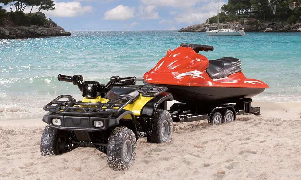 Siku 2314 Quad avec Remorque et Jet-Ski 1:50 Métal Plastique Jaune Rouge