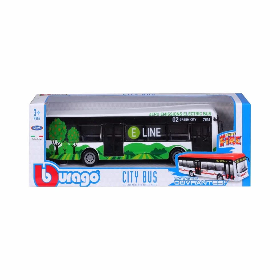 Bburago 1/64 City Bus E-Bus Miniature métal Plastique Jouet Enfant 3 Ans 32104