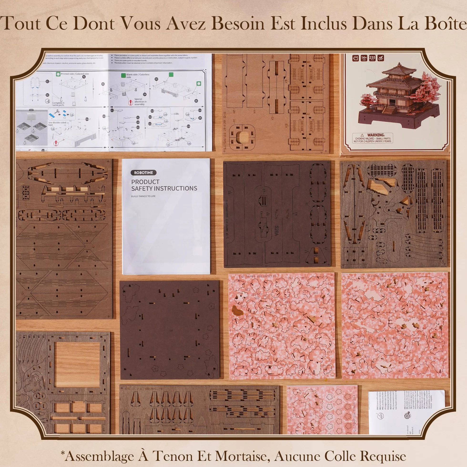 ROWOOD Maquette en Bois à Construire Pavillon Sakura Fleurs de Cerisier Japonaises Kit DIY Cadeau