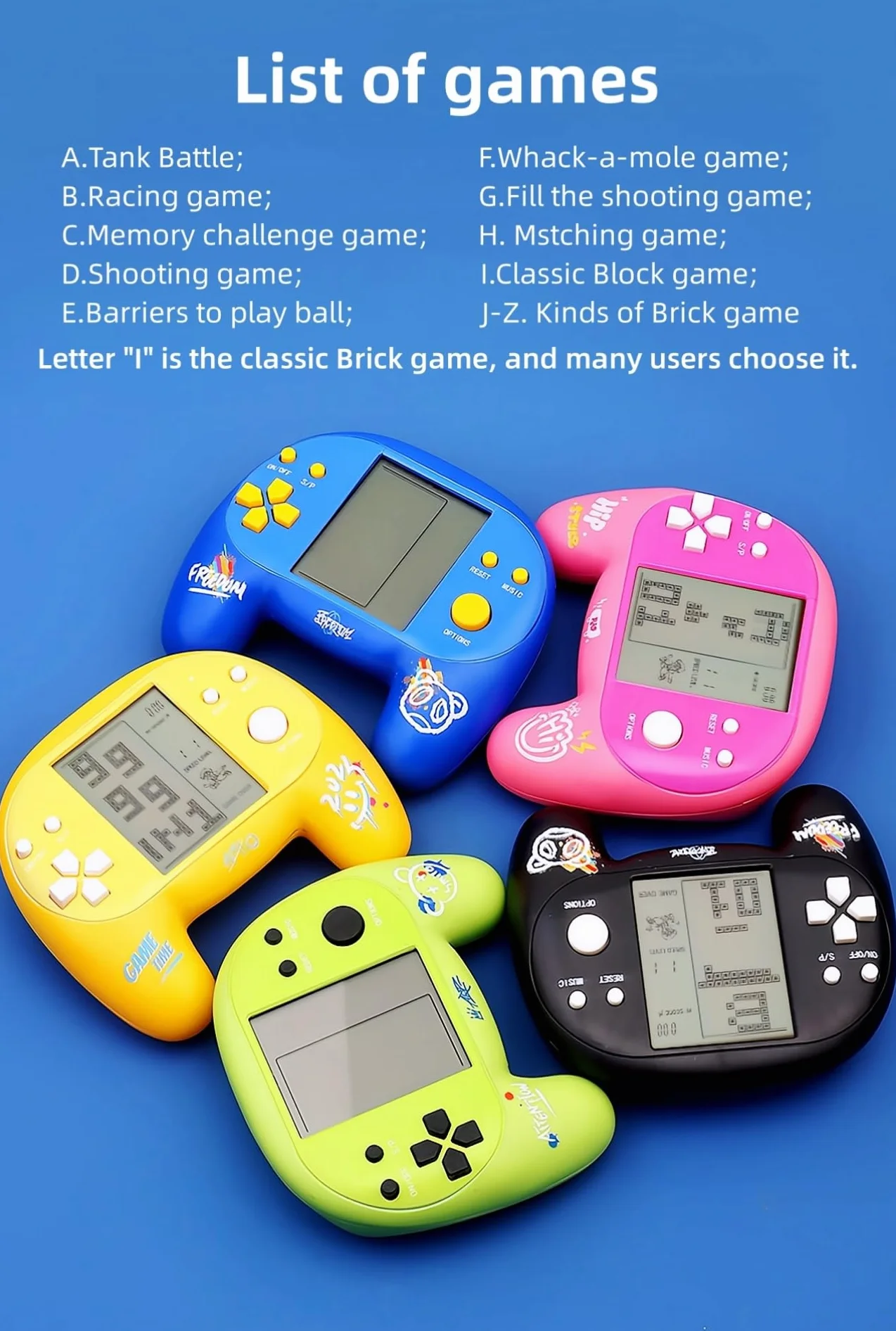 Console de Jeu Portable Rétro 4,1 Pouces 2574 Jeux en 1 avec Poignée en Brique Rose