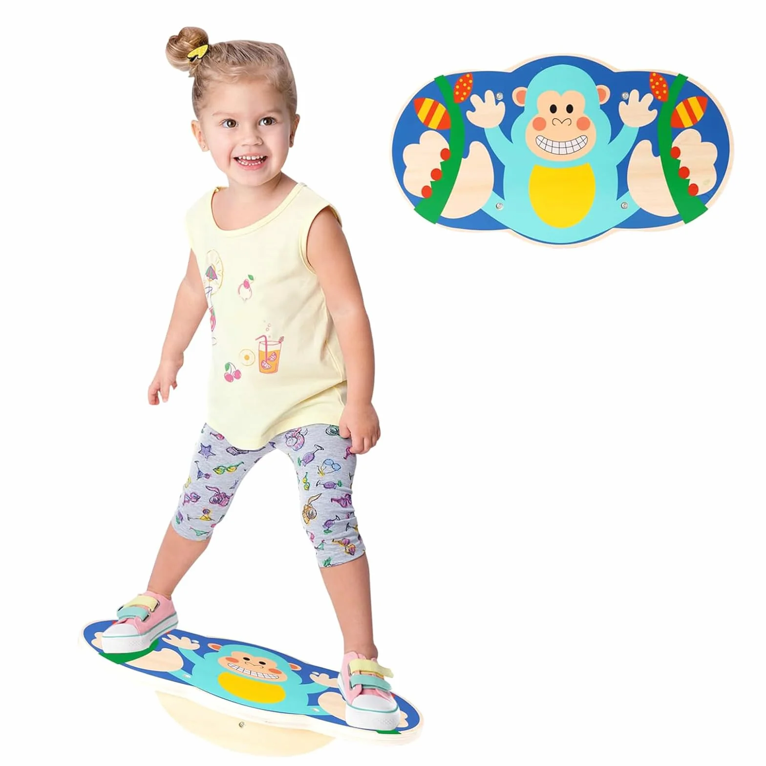 Planche d'équilibre en bois enfant singe - Planche oscillante intérieur