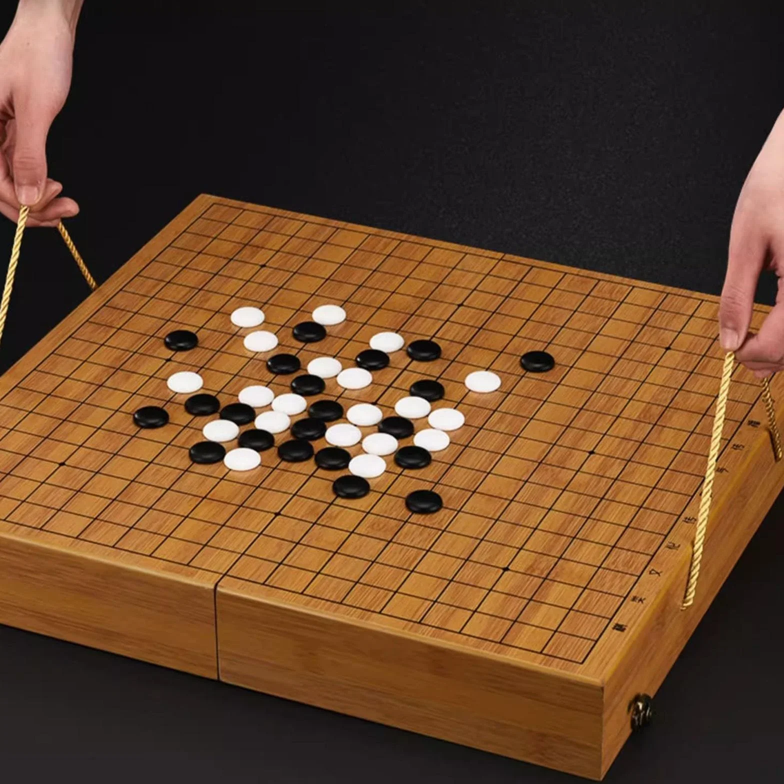 Ensemble Go en bambou de qualité supérieure avec 361 pierres en bakélite et bols réversibles étanches pour débutants et jeux à deux joueurs (b, e)