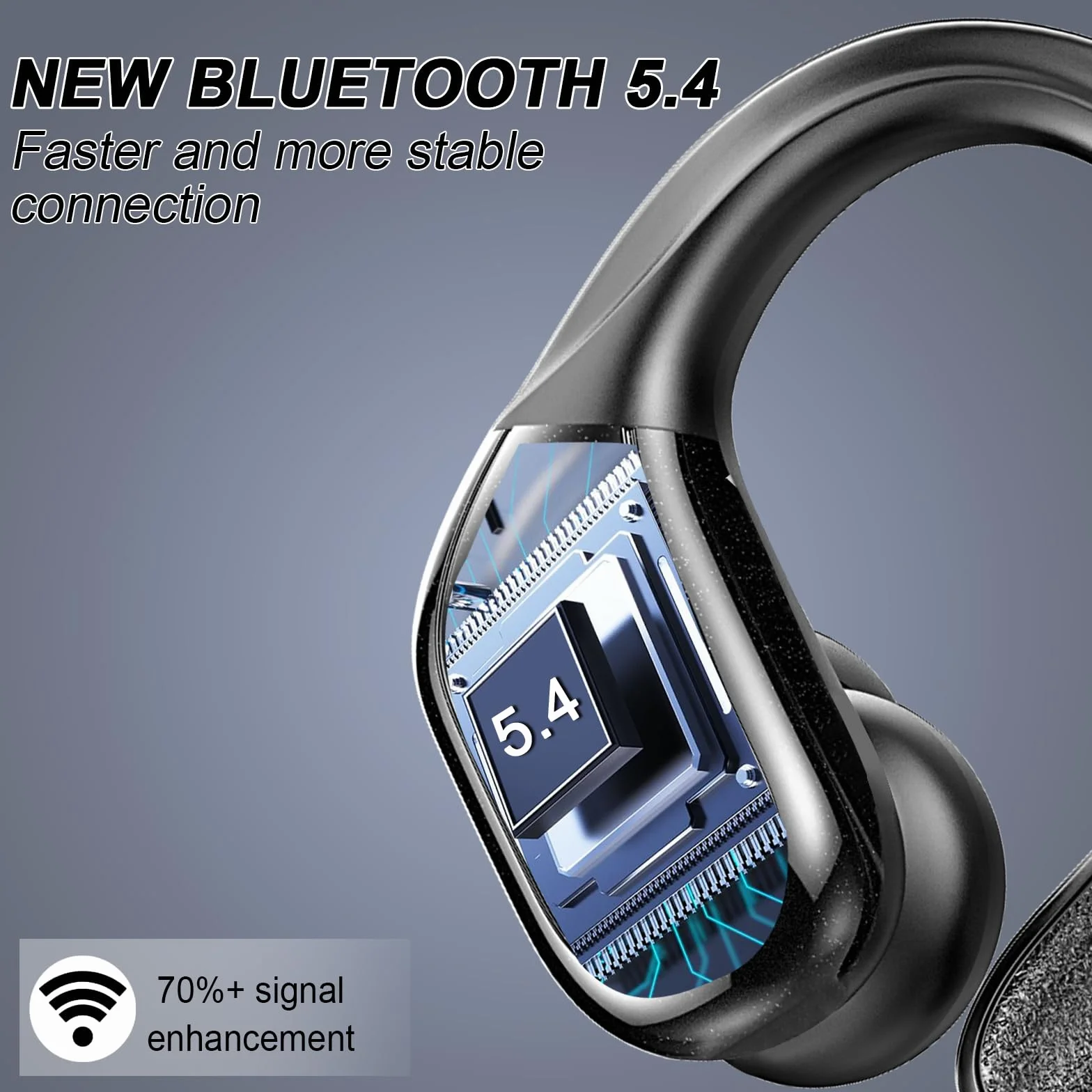 Ecouteurs Bluetooth Sans Fil Sport 5.4, 75Hrs Stéréo HiFi 3D, ENC Réduction de Bruit, IP7, USB-C, Casque Running LED