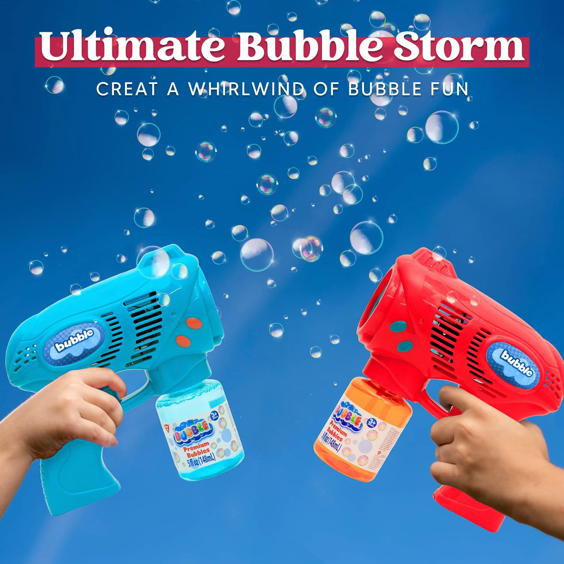 JOYIN 2 Pistolets à Bulles avec 2 Recharges 296ml, Machine à Bulles pour Enfants, Cadeau d'Anniversaire