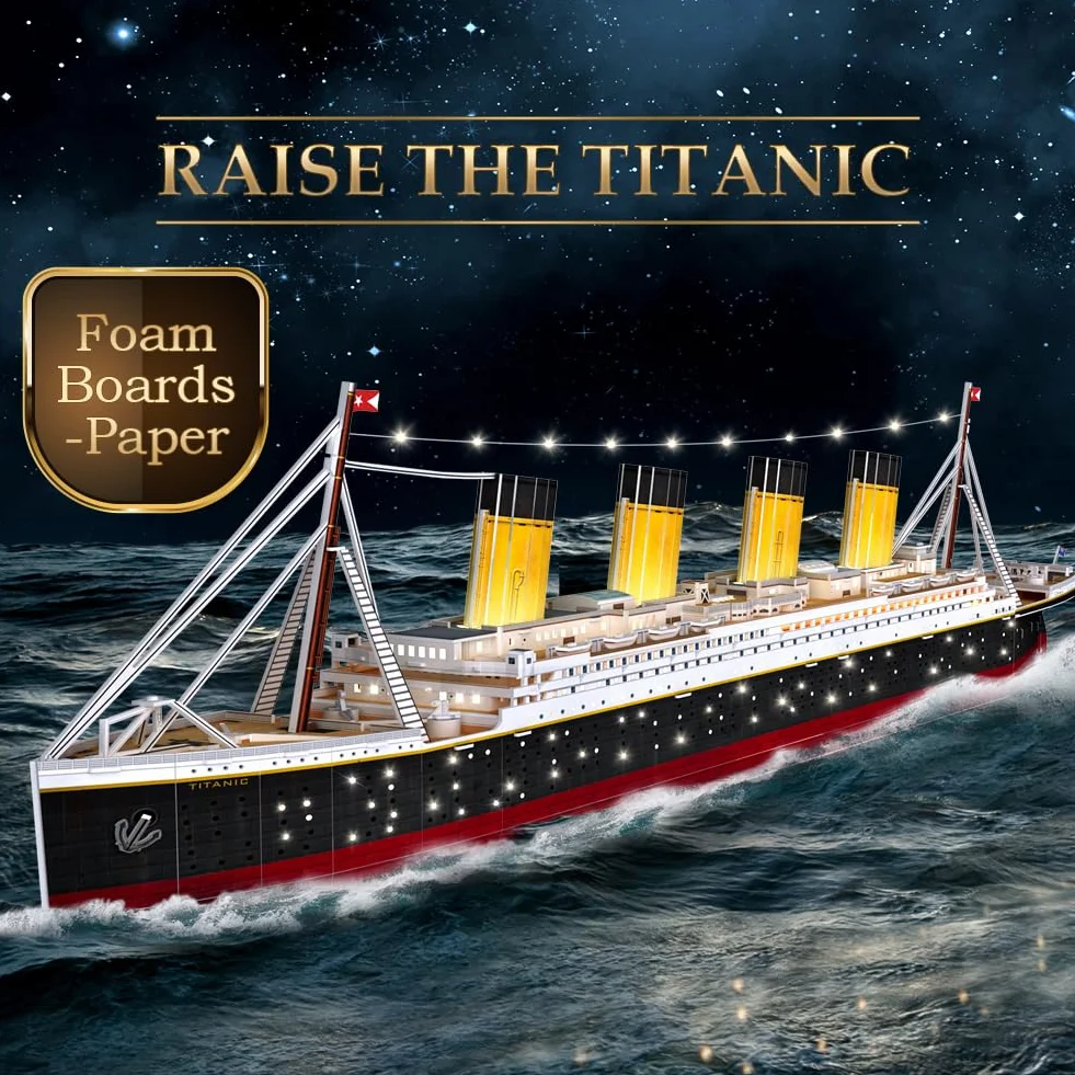 CubicFun Puzzle 3D Titanic LED 88 cm Bateau Modèle 266 Pièces