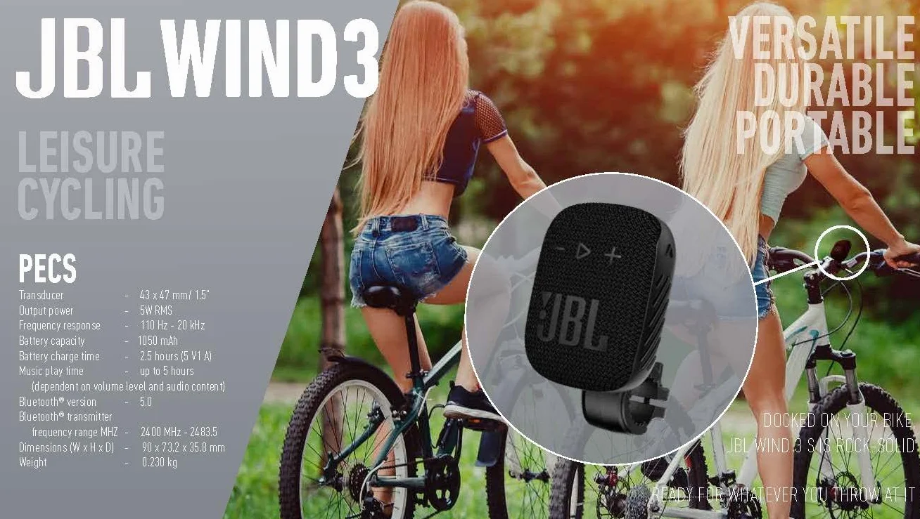 JBL Wind 3S Enceinte Bluetooth portable Black