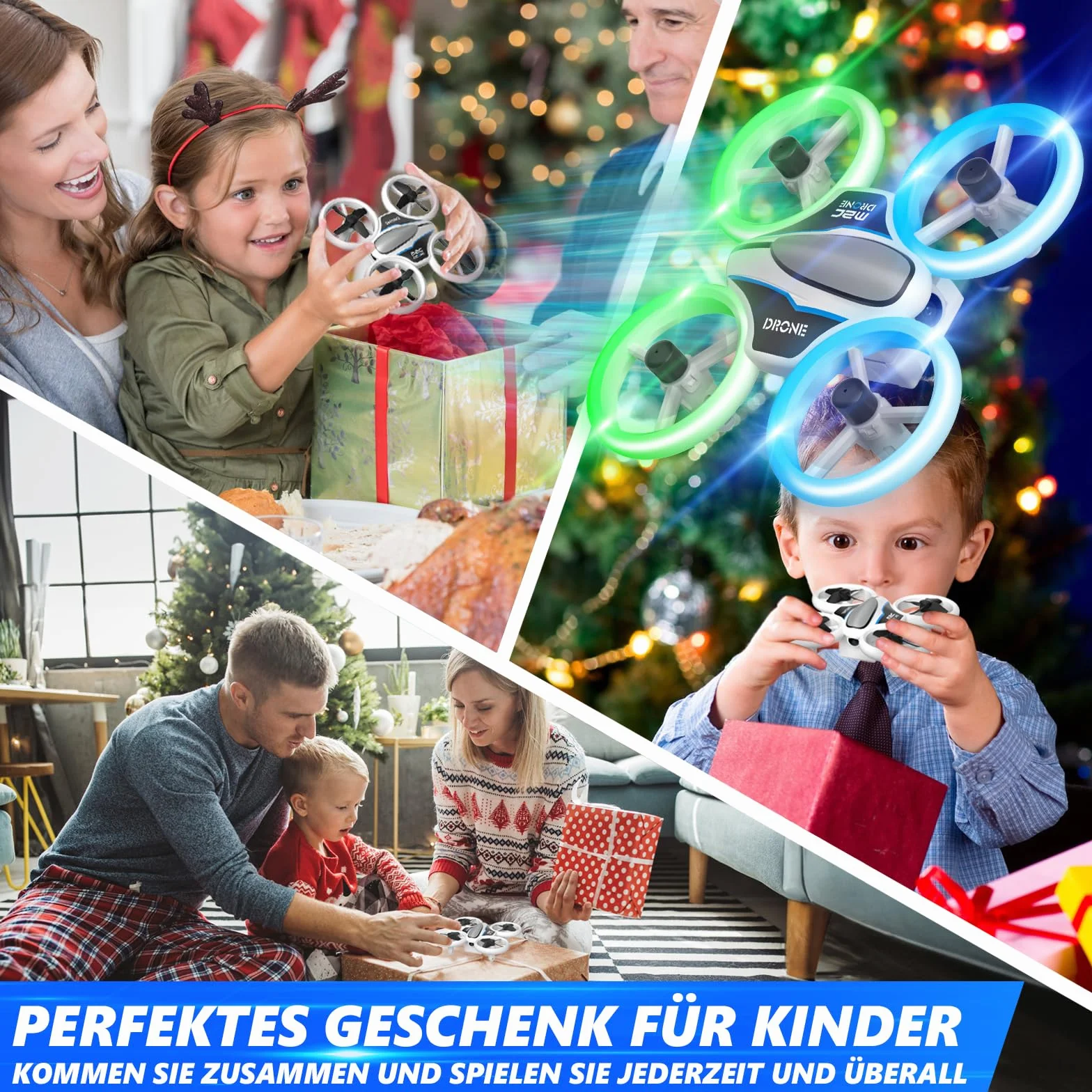 Mini Drone avec Caméra 1080P HD, Quadricoptère RC pour Enfant avec 3 Batteries 21 Mins