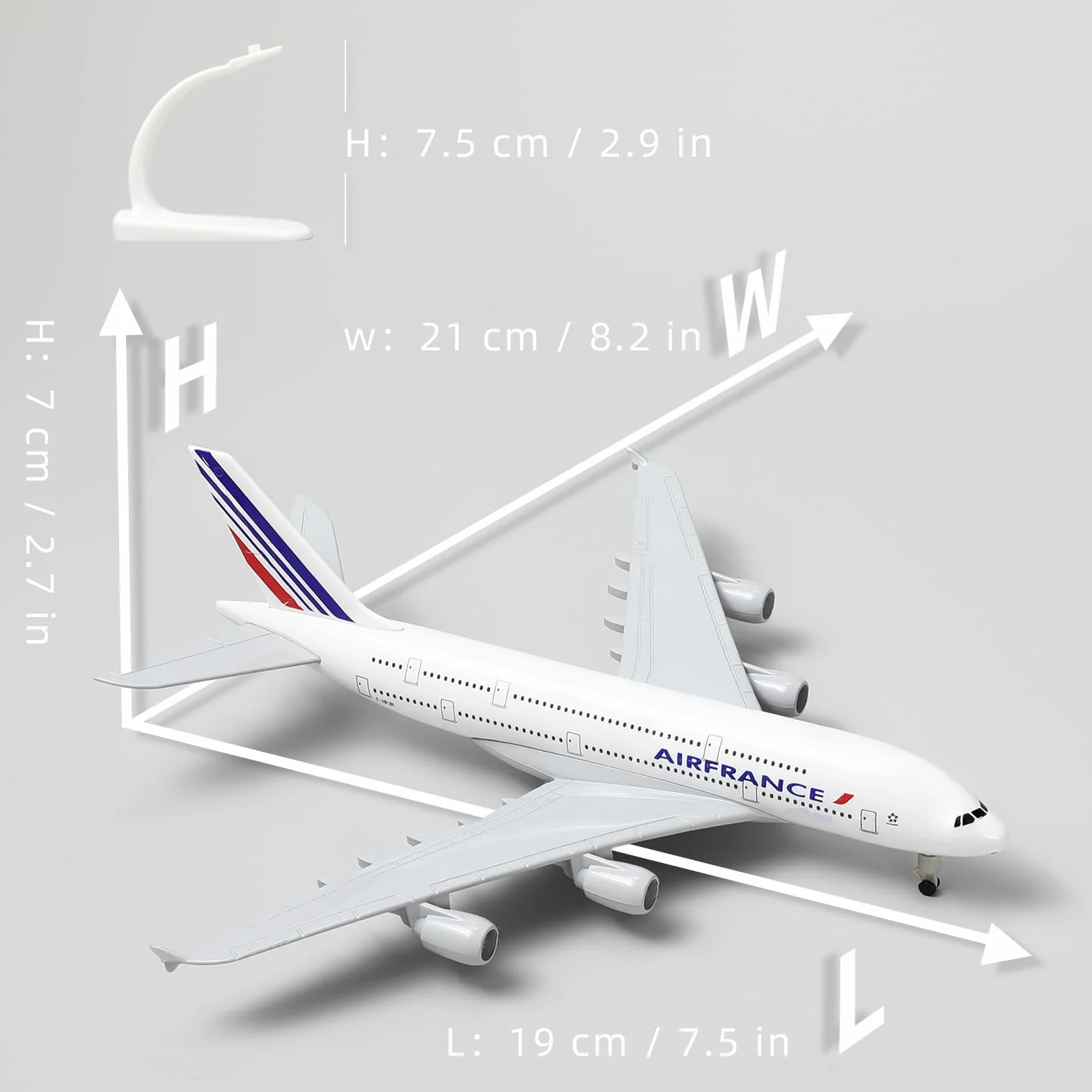 France 380 Modèle d'avion en métal A380 avec Support 7,5 Pouces Décoration d'Affichage Cadeau